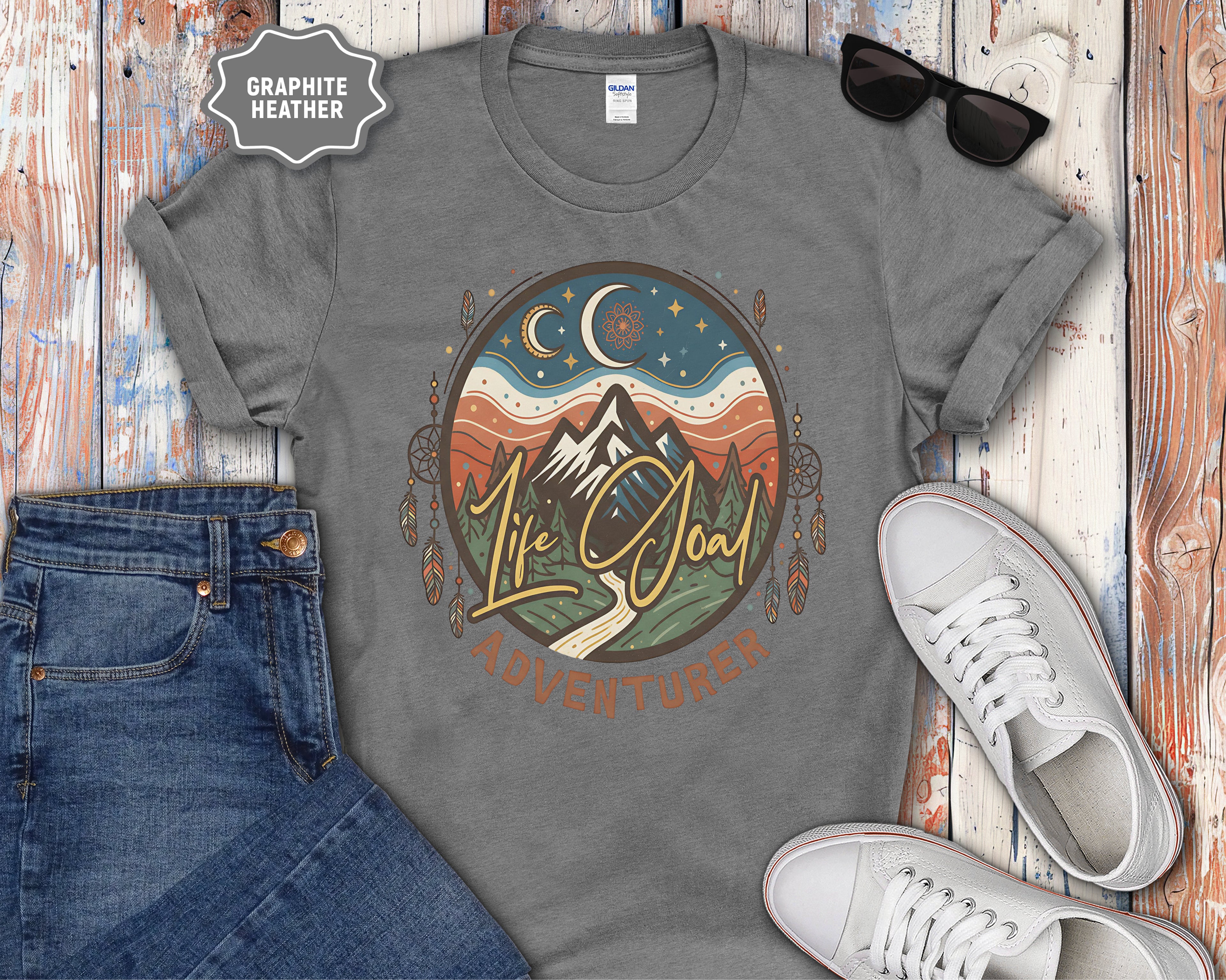 Life Goal Adventurer Boho Camping T-Shirt