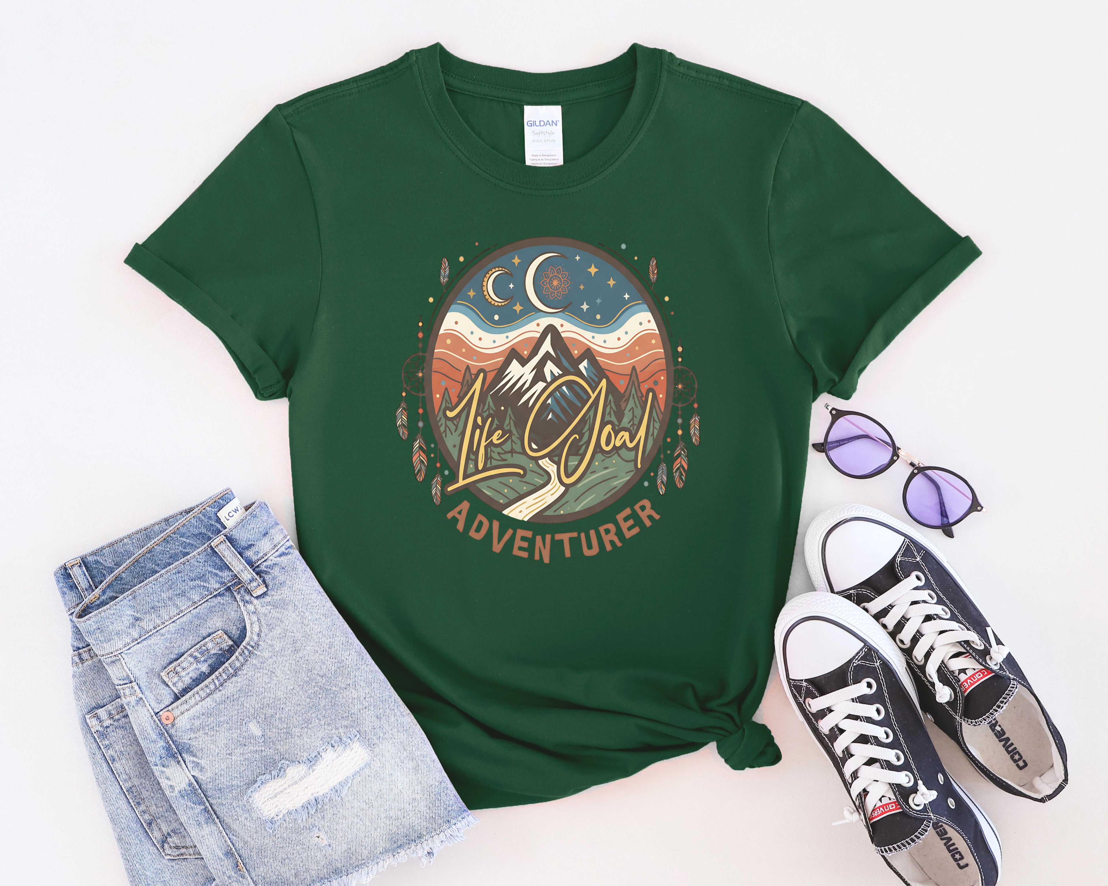 Life Goal Adventurer Boho Camping T-Shirt
