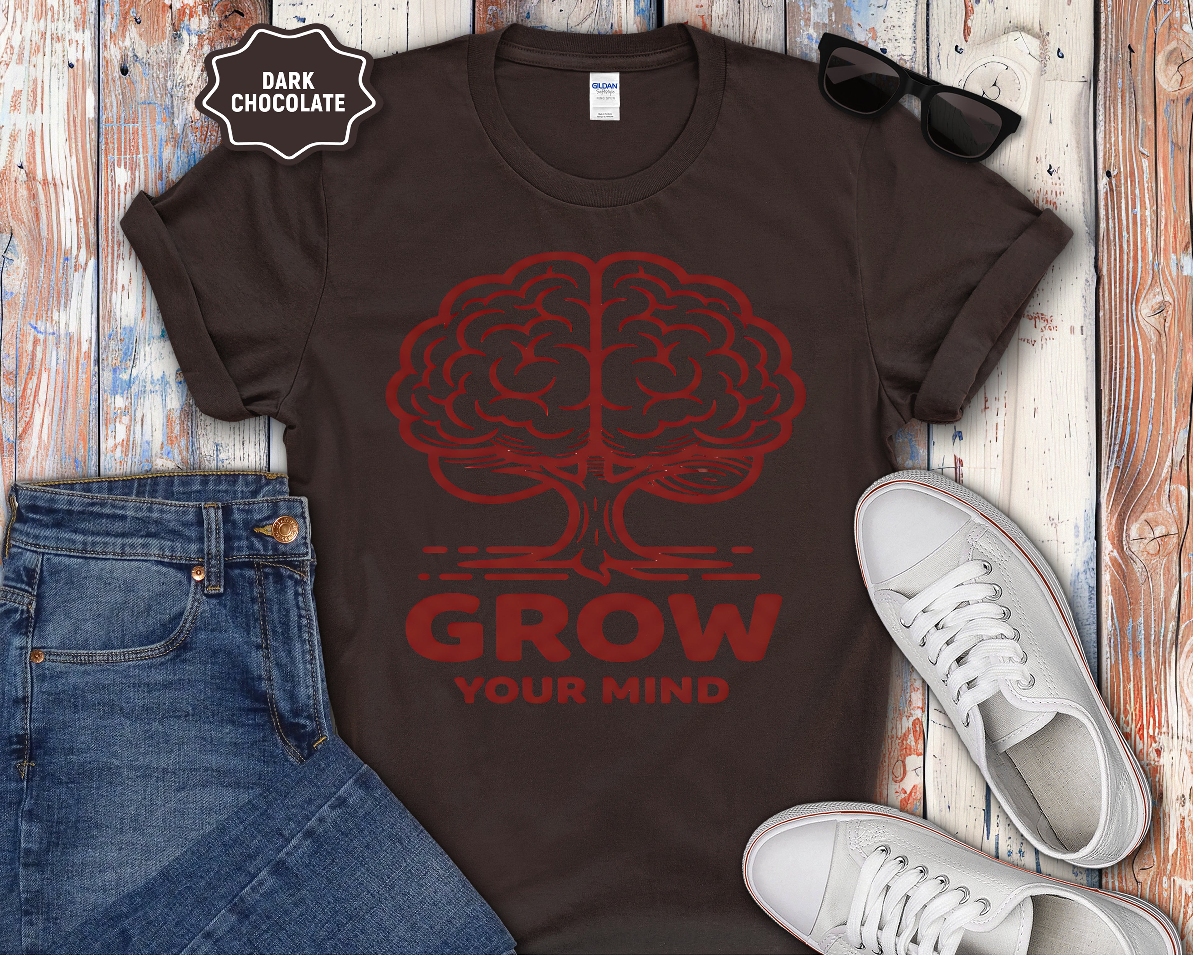 Grow Your Mind brain tree T-Shirt