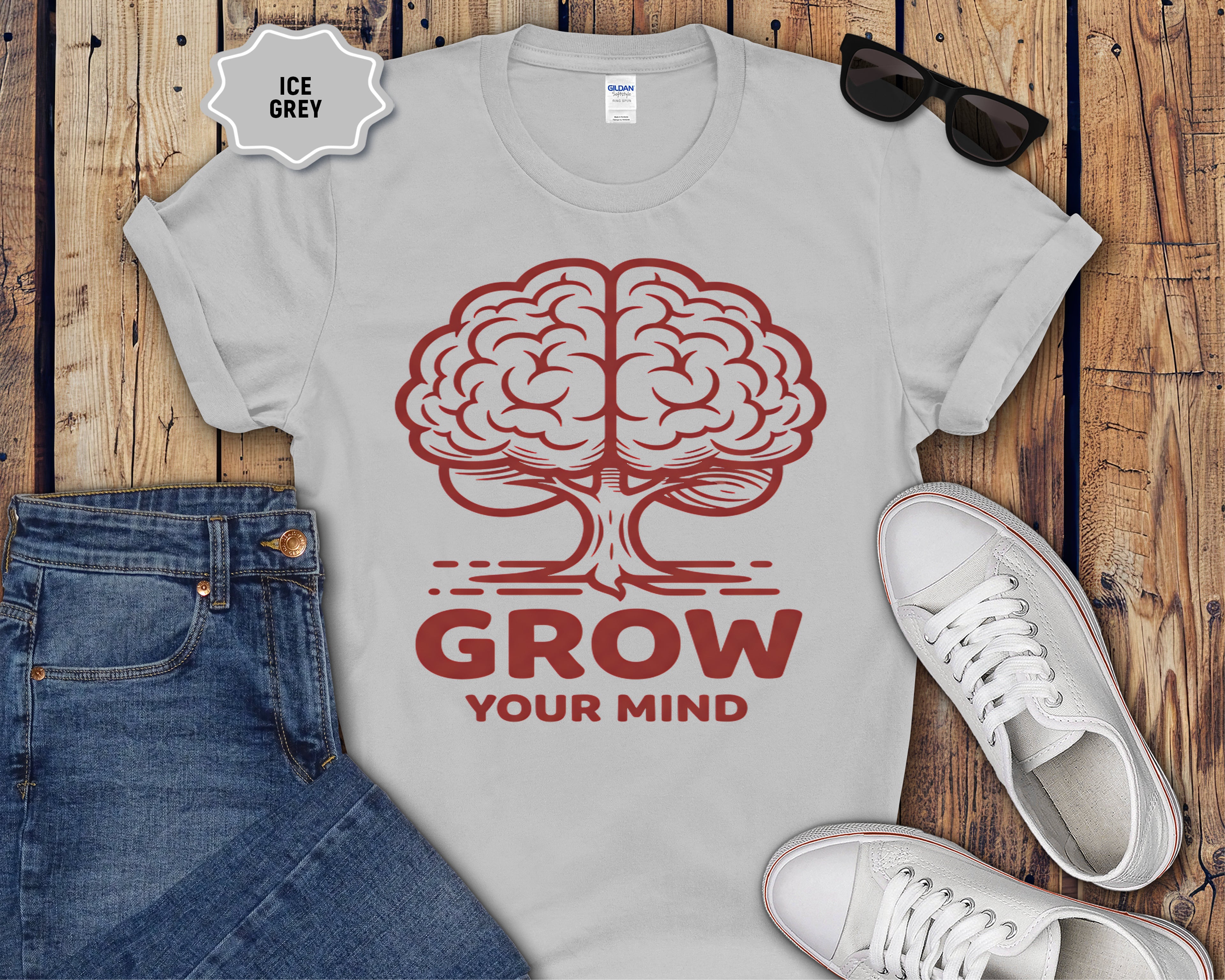 Grow Your Mind brain tree T-Shirt