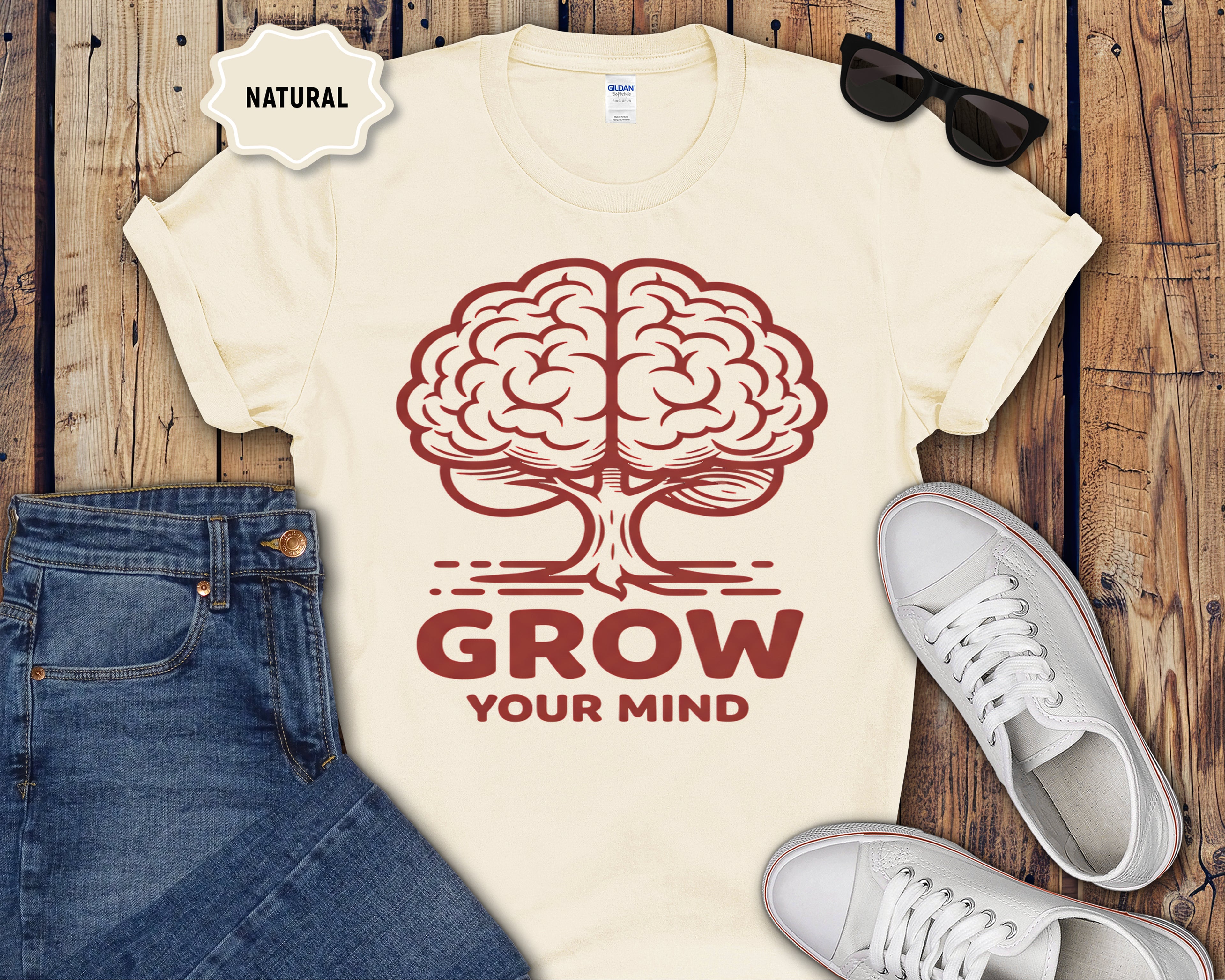 Grow Your Mind brain tree T-Shirt