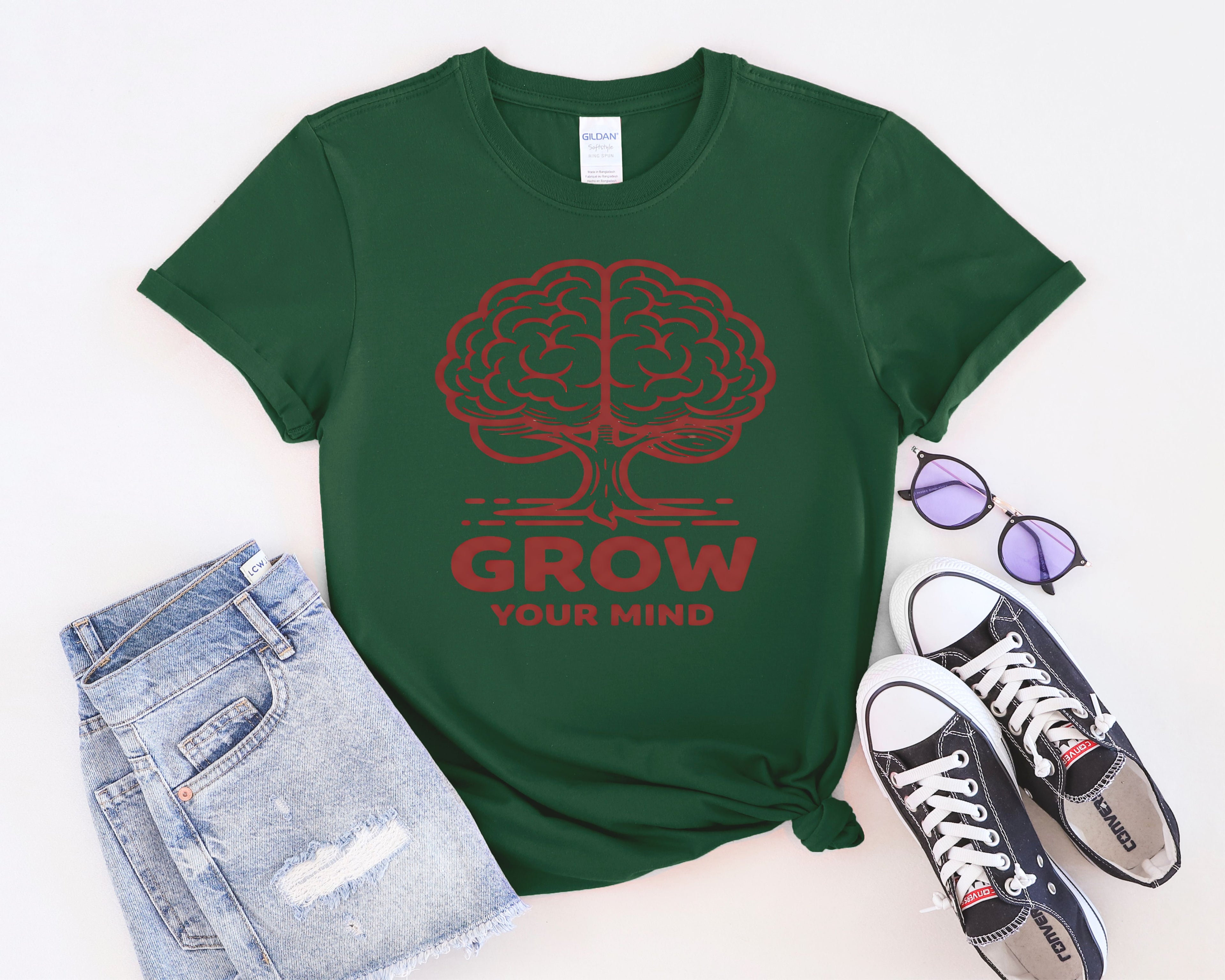 Grow Your Mind brain tree T-Shirt