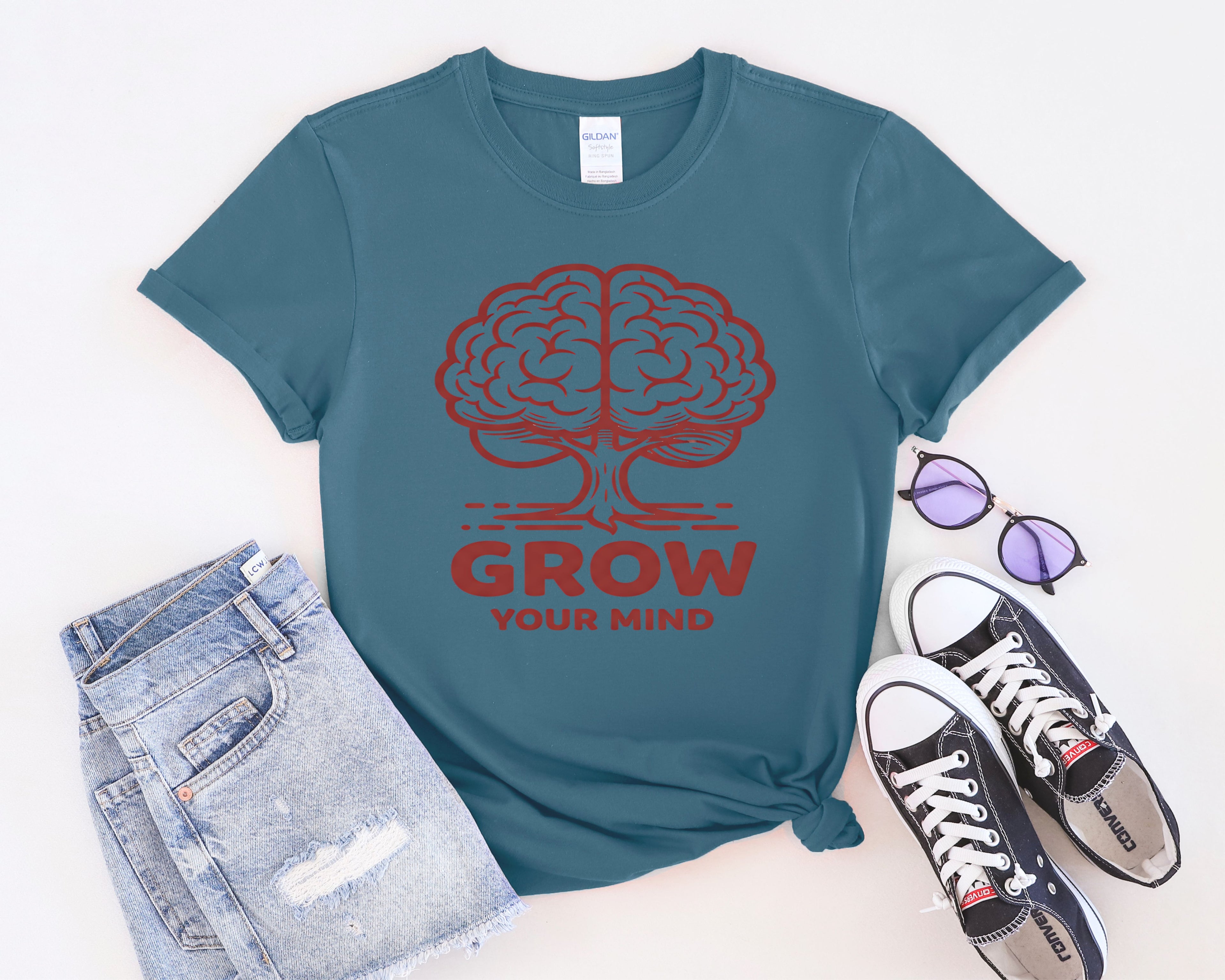 Grow Your Mind brain tree T-Shirt