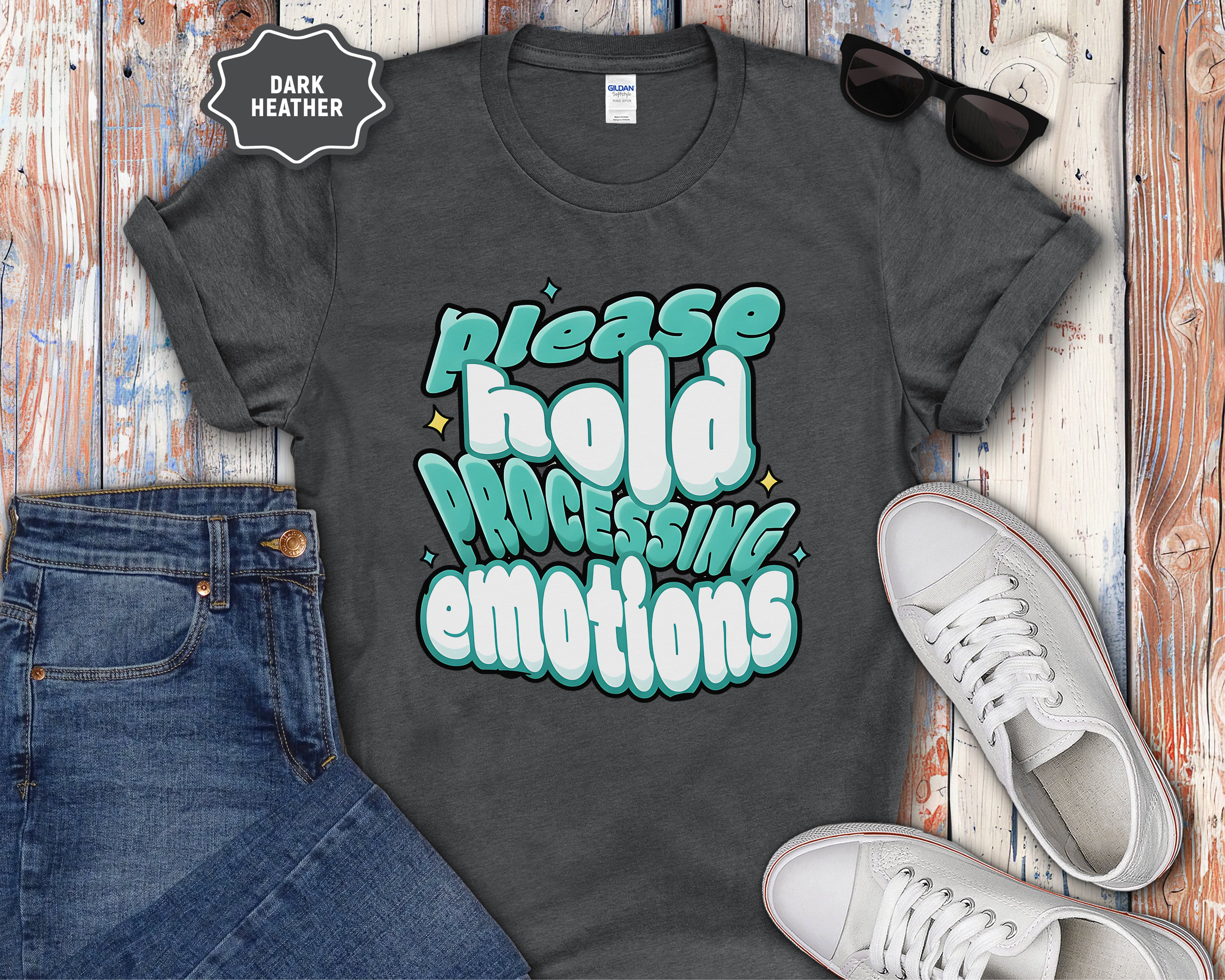 Please Hold Processing Emotions Mental Health T-Shirt