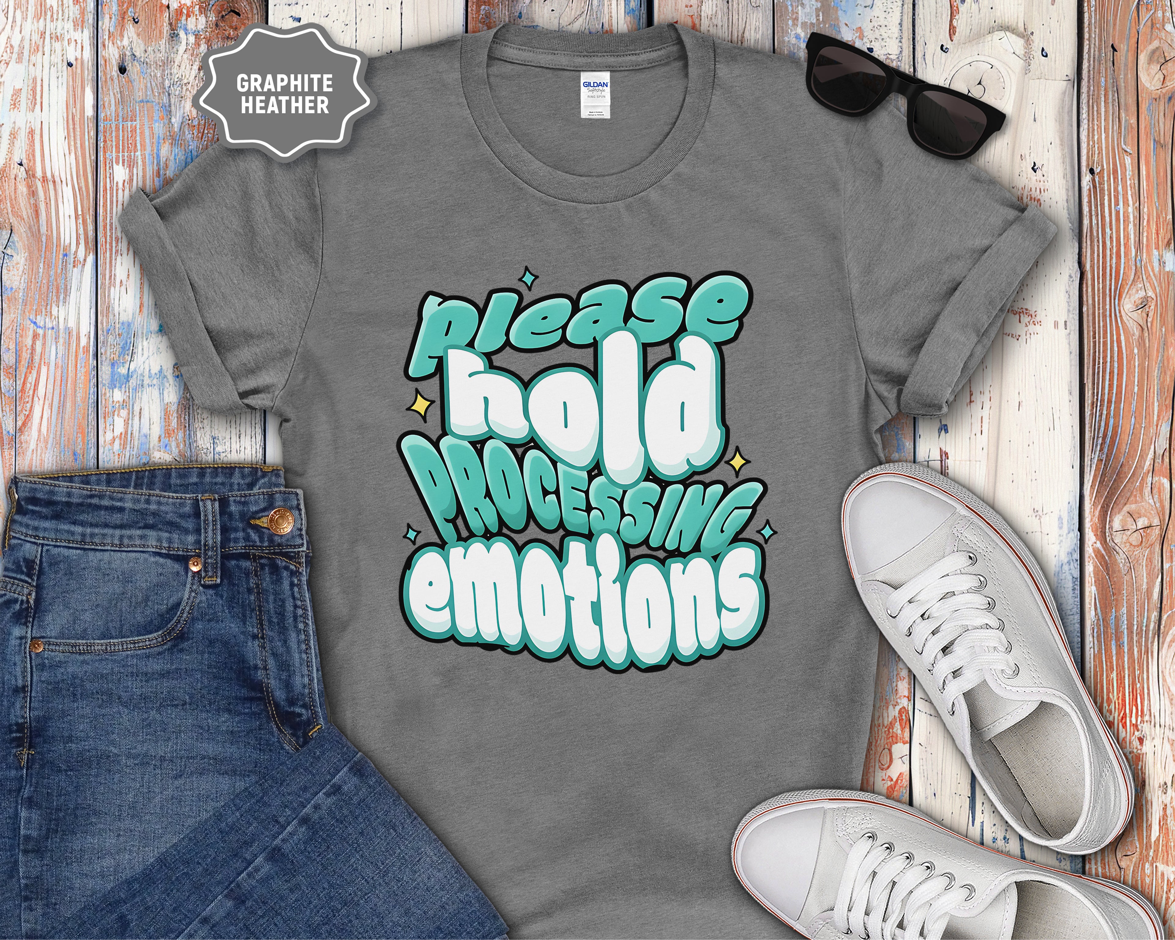 Please Hold Processing Emotions Mental Health T-Shirt