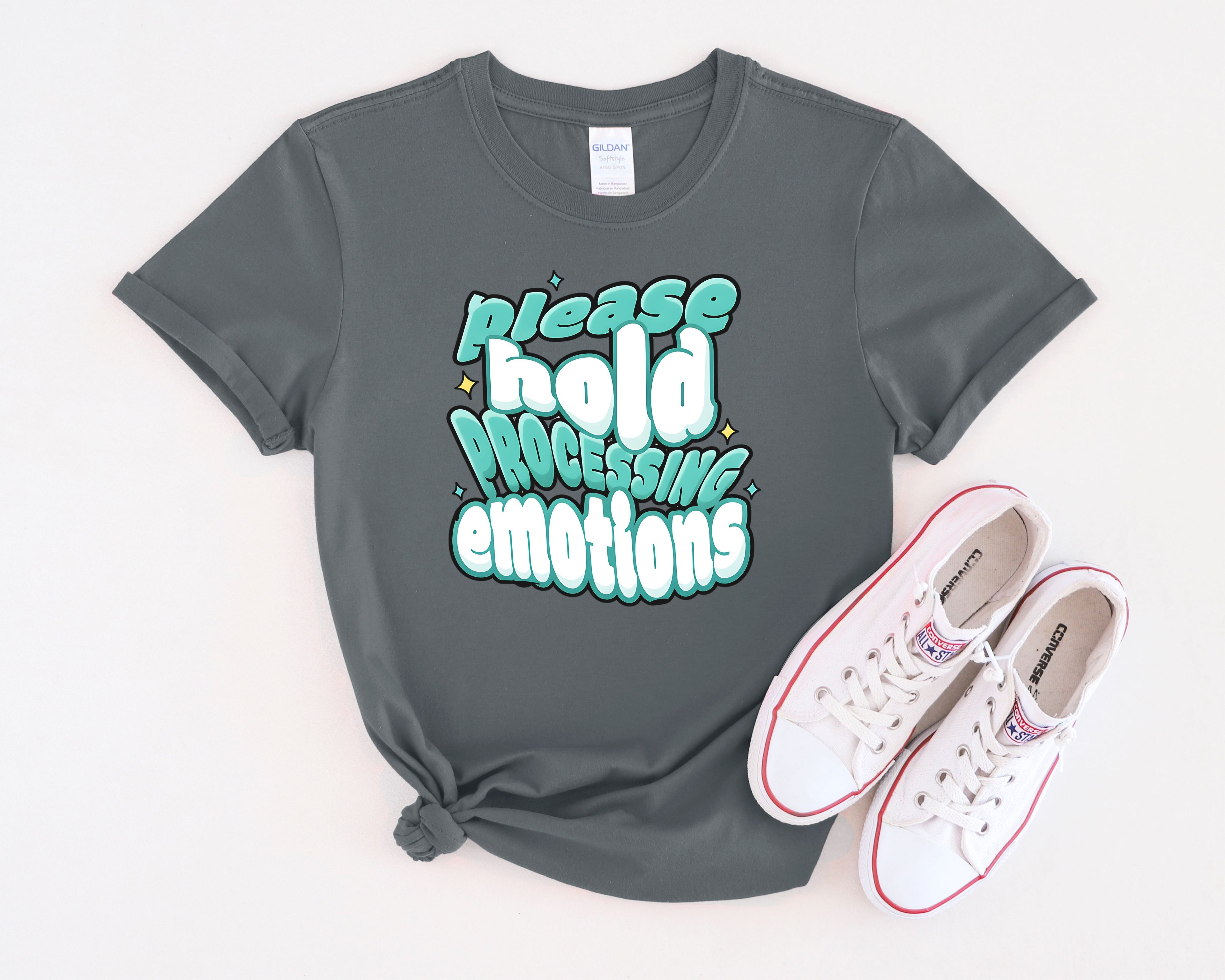 Please Hold Processing Emotions Mental Health T-Shirt