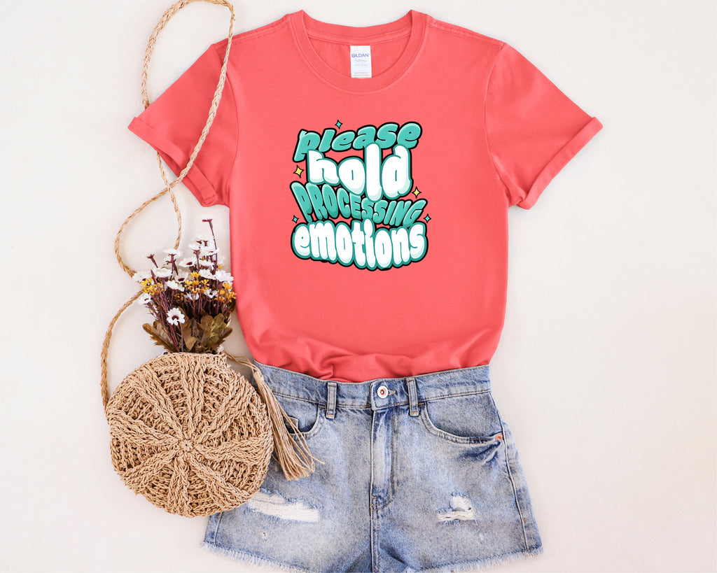 Please Hold Processing Emotions Mental Health T-Shirt