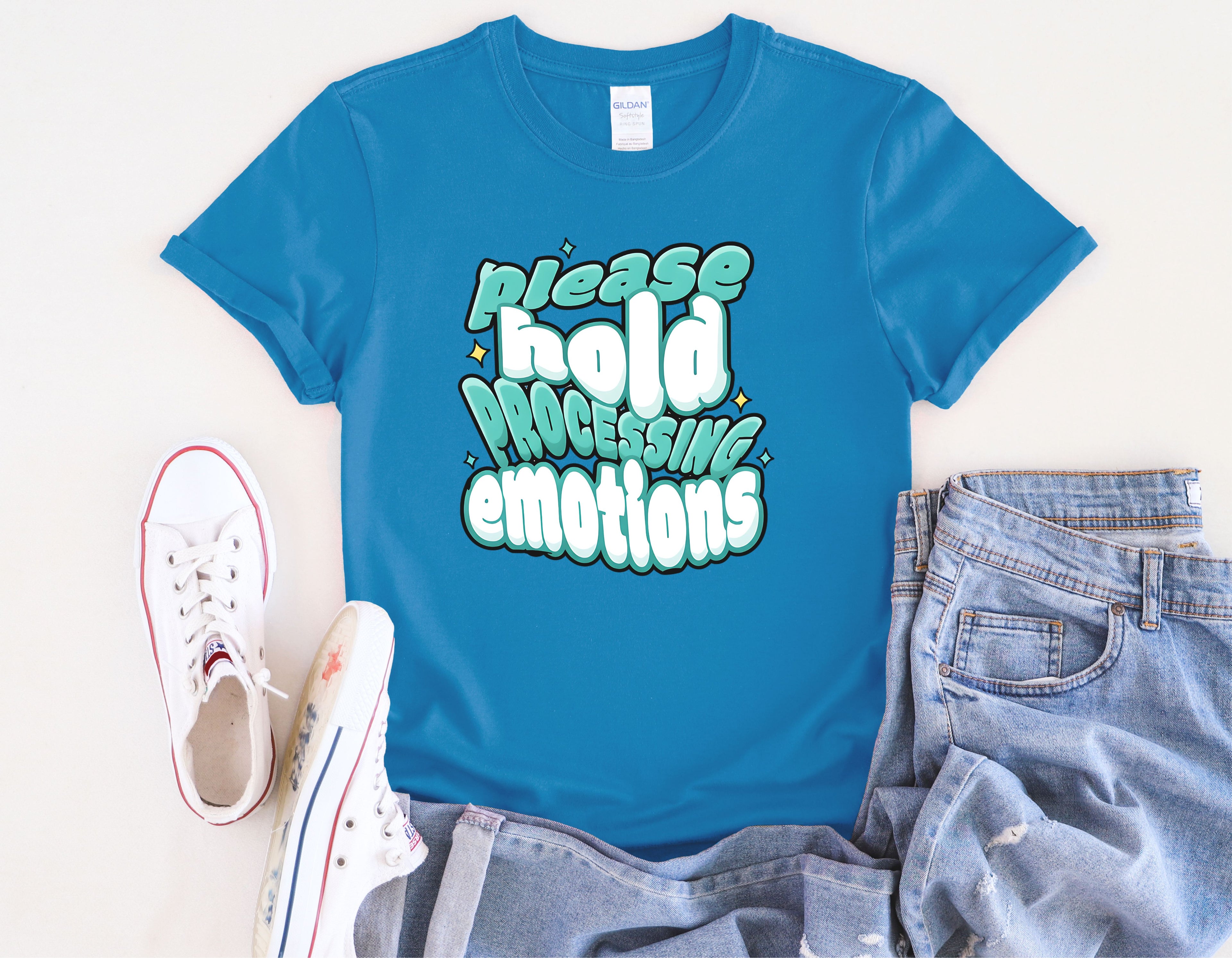 Please Hold Processing Emotions Mental Health T-Shirt