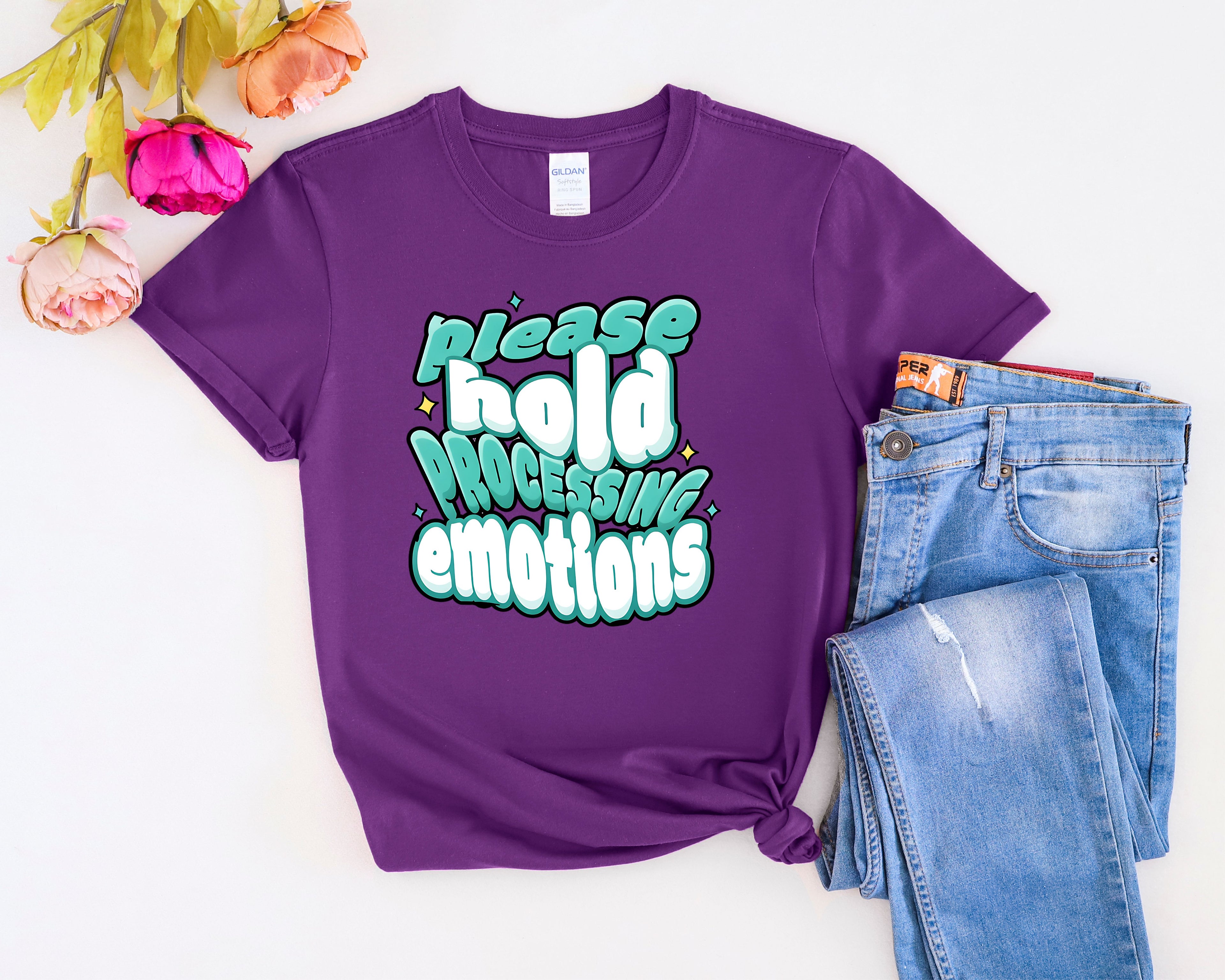 Please Hold Processing Emotions Mental Health T-Shirt