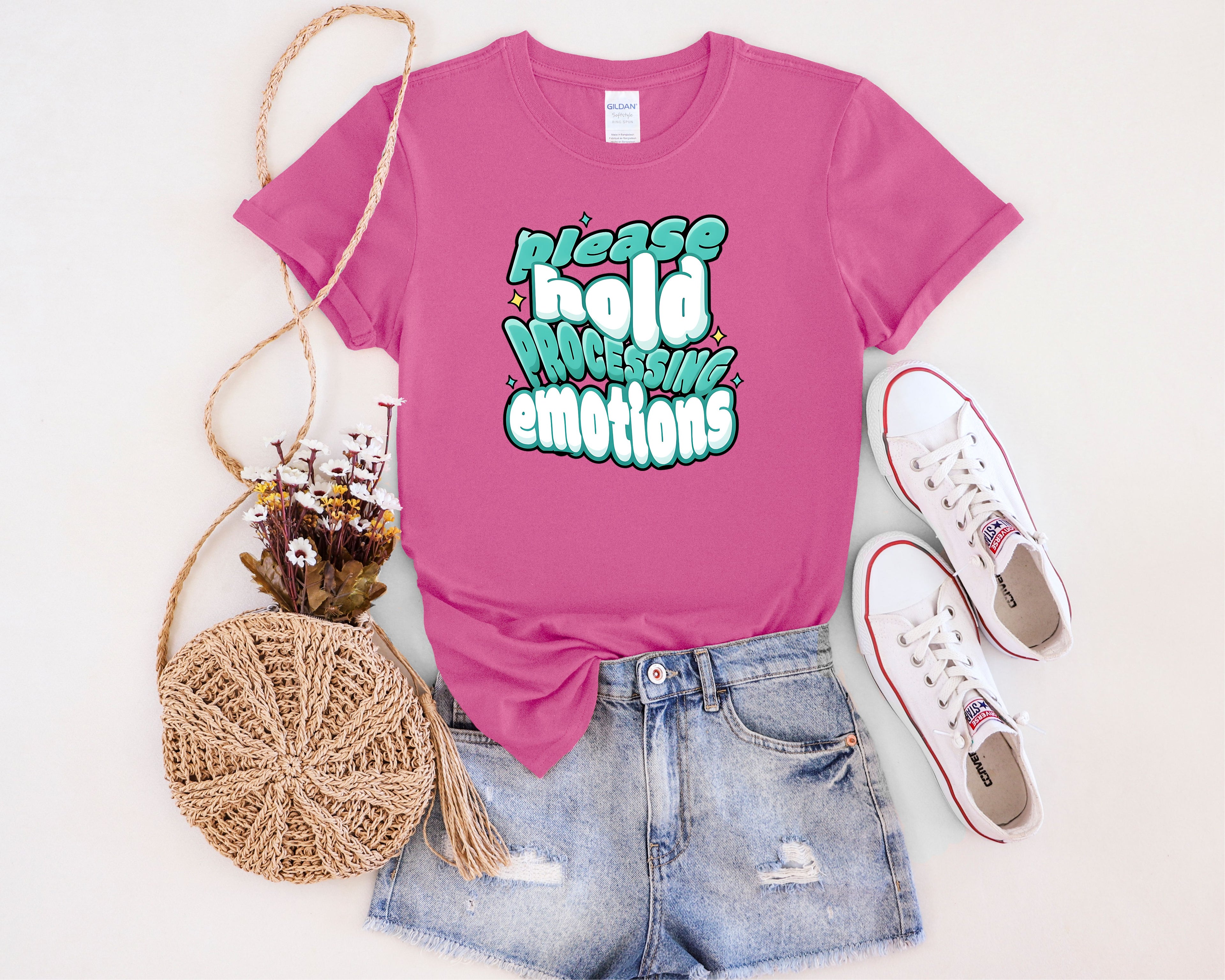 Please Hold Processing Emotions Mental Health T-Shirt