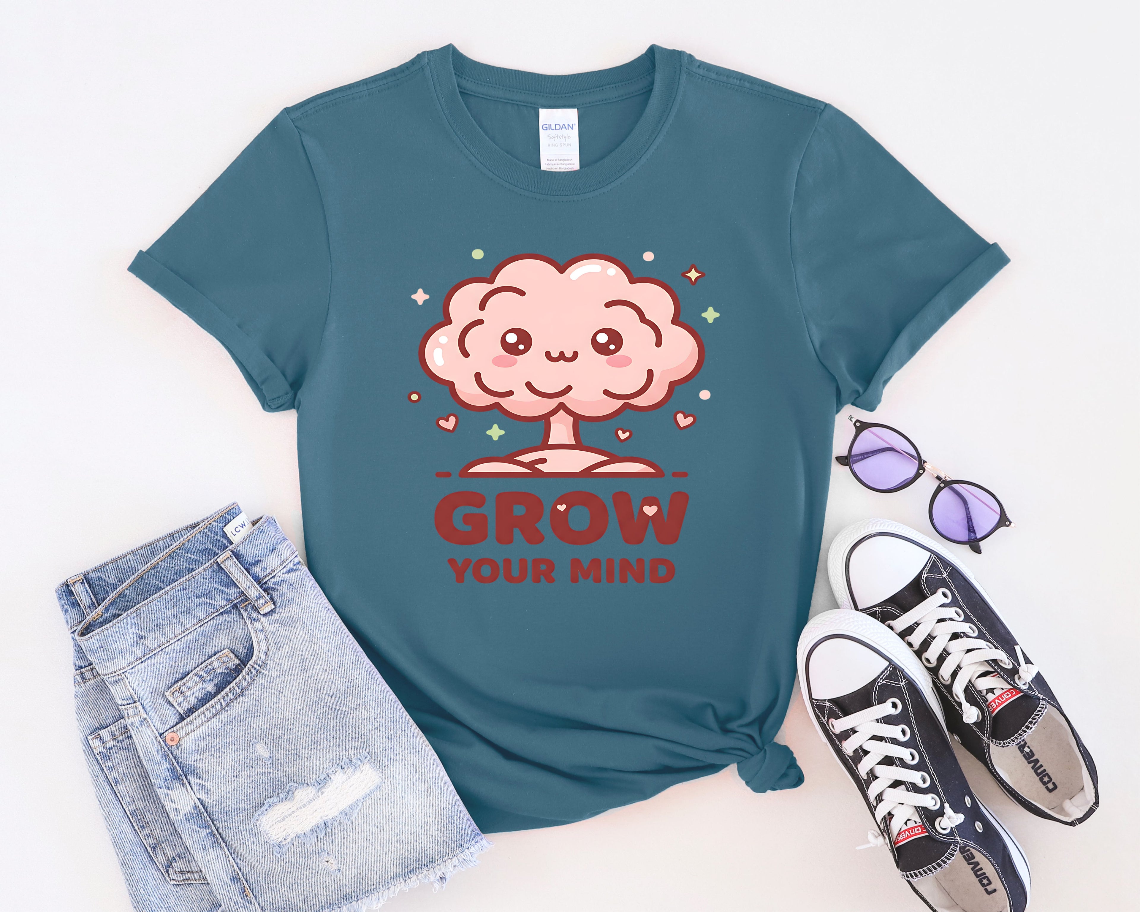 Kawaii Brain Tree Grow Your Mind T-Shirt