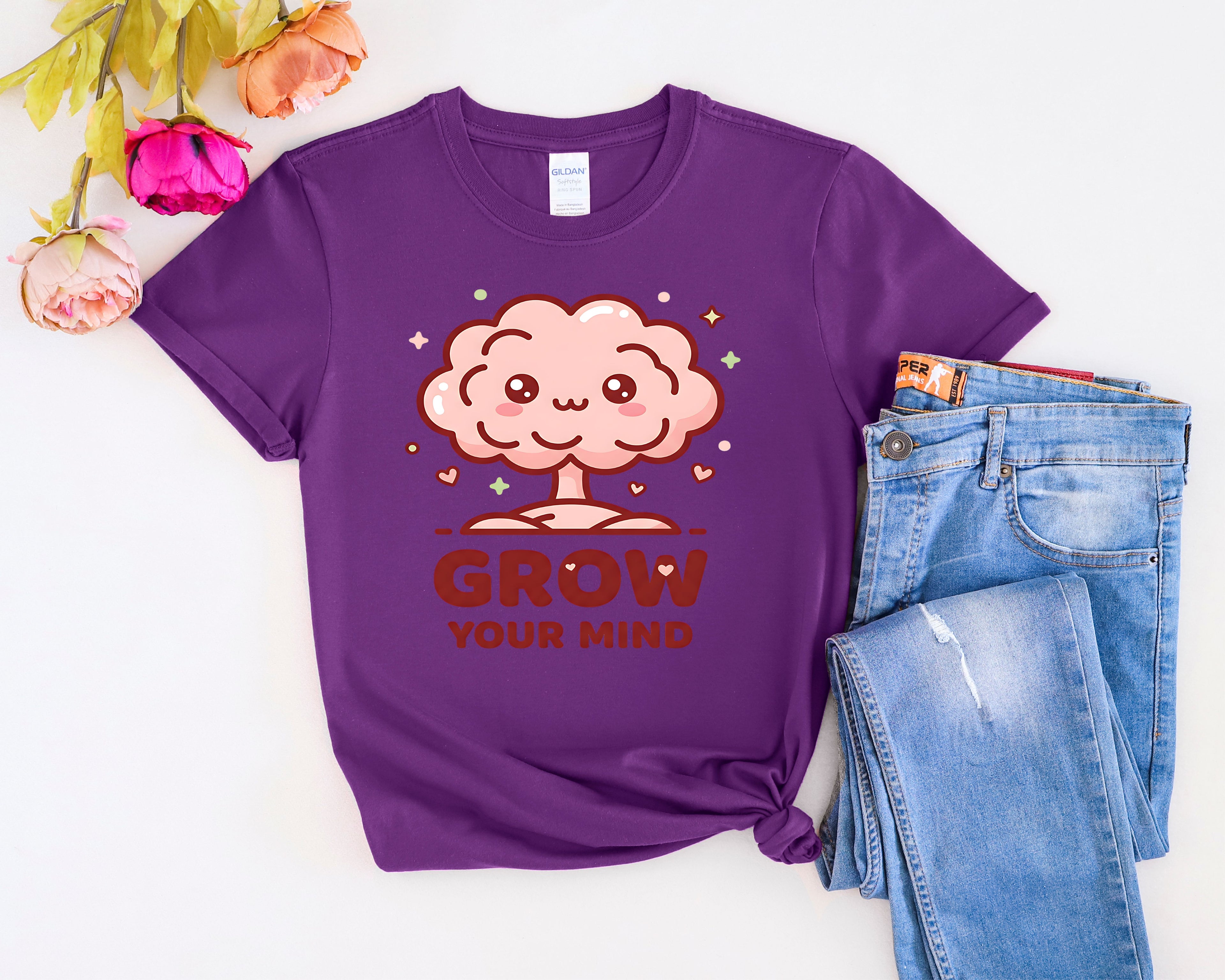 Kawaii Brain Tree Grow Your Mind T-Shirt