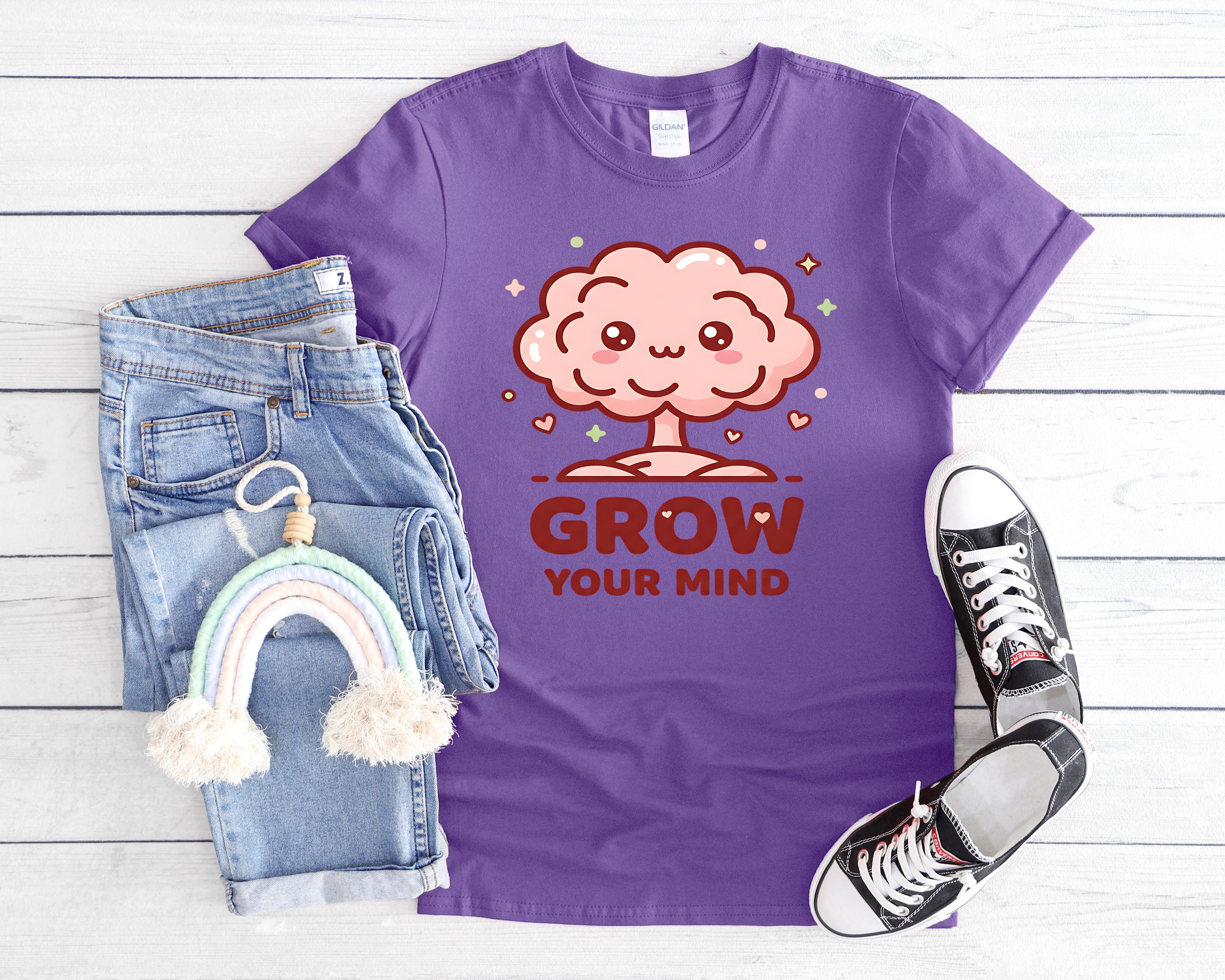 Kawaii Brain Tree Grow Your Mind T-Shirt