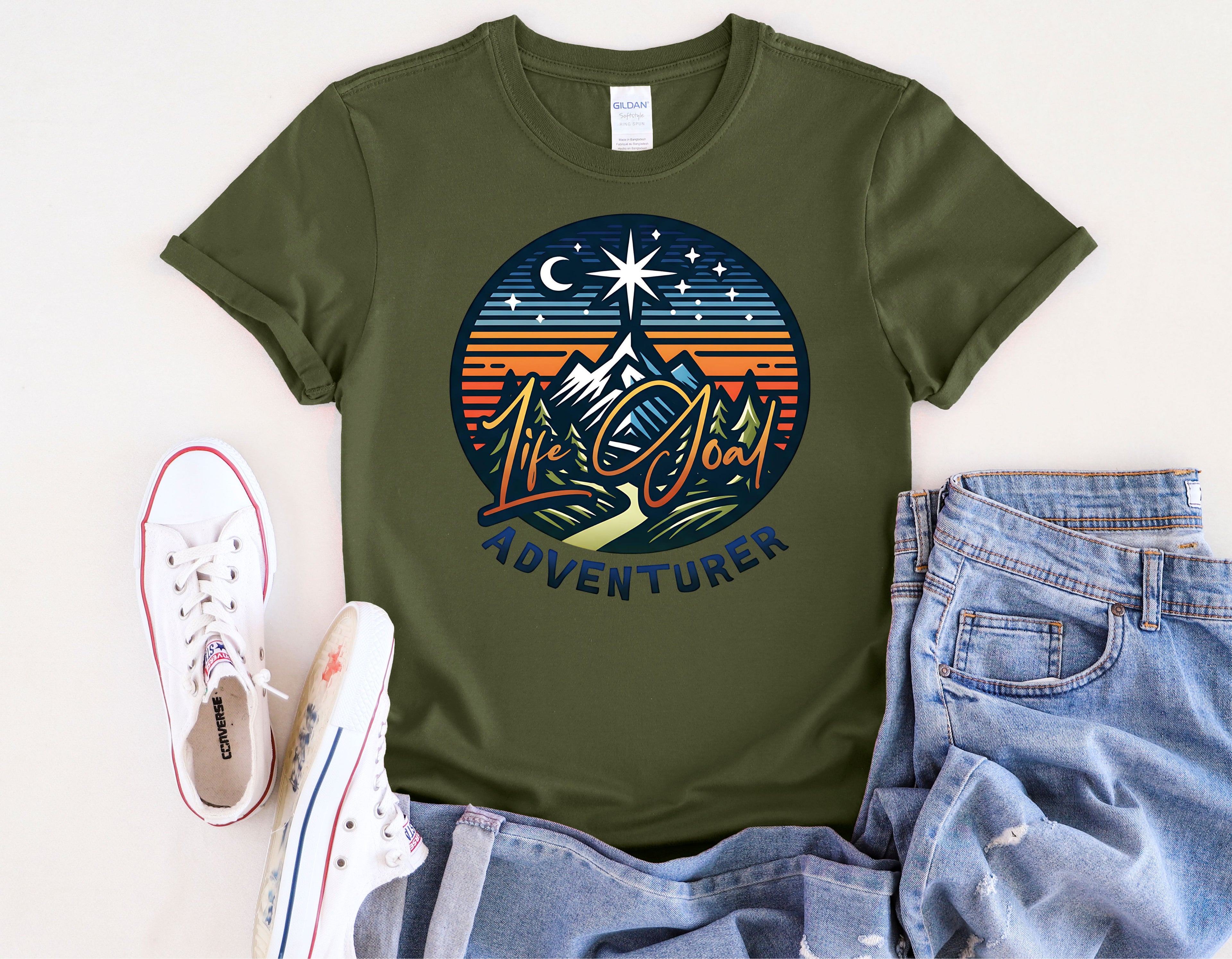 Life Goal Adventurer Camping Mountains T-Shirt