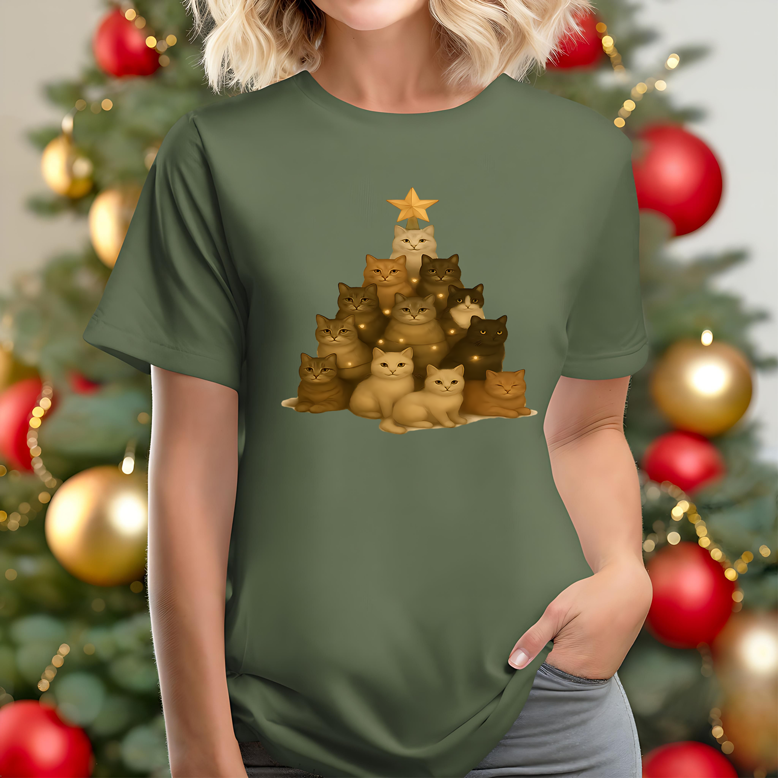Cat Christmas Tree  T-Shirt