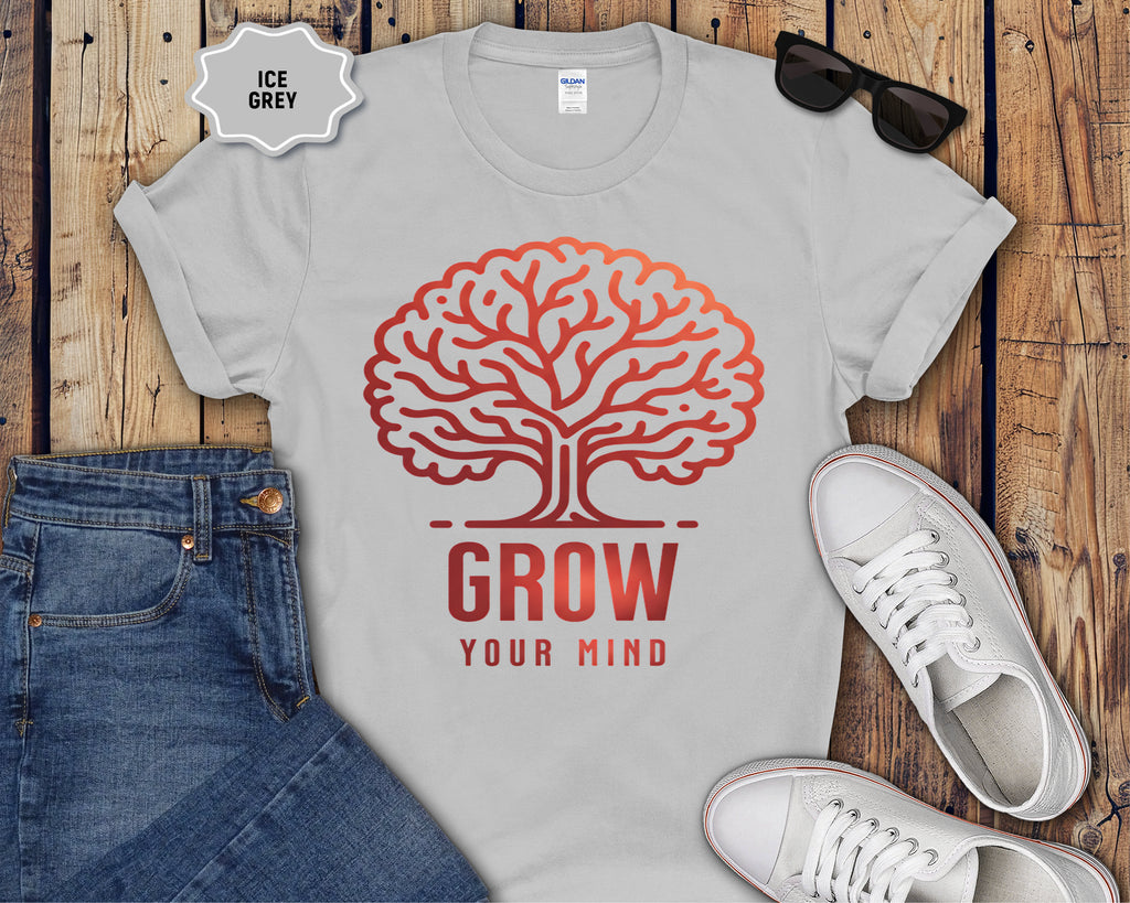 Grow Your Mind brain tree T-Shirt | educational mindfulness tee