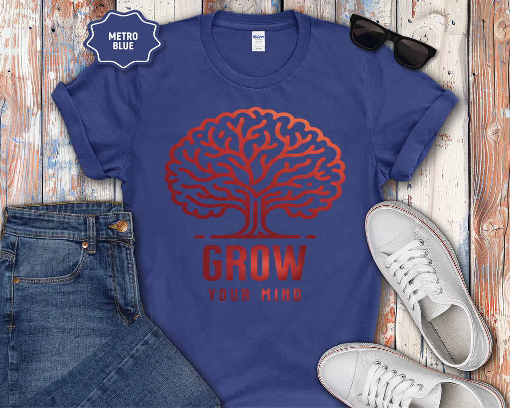 Grow Your Mind brain tree T-Shirt | educational mindfulness tee