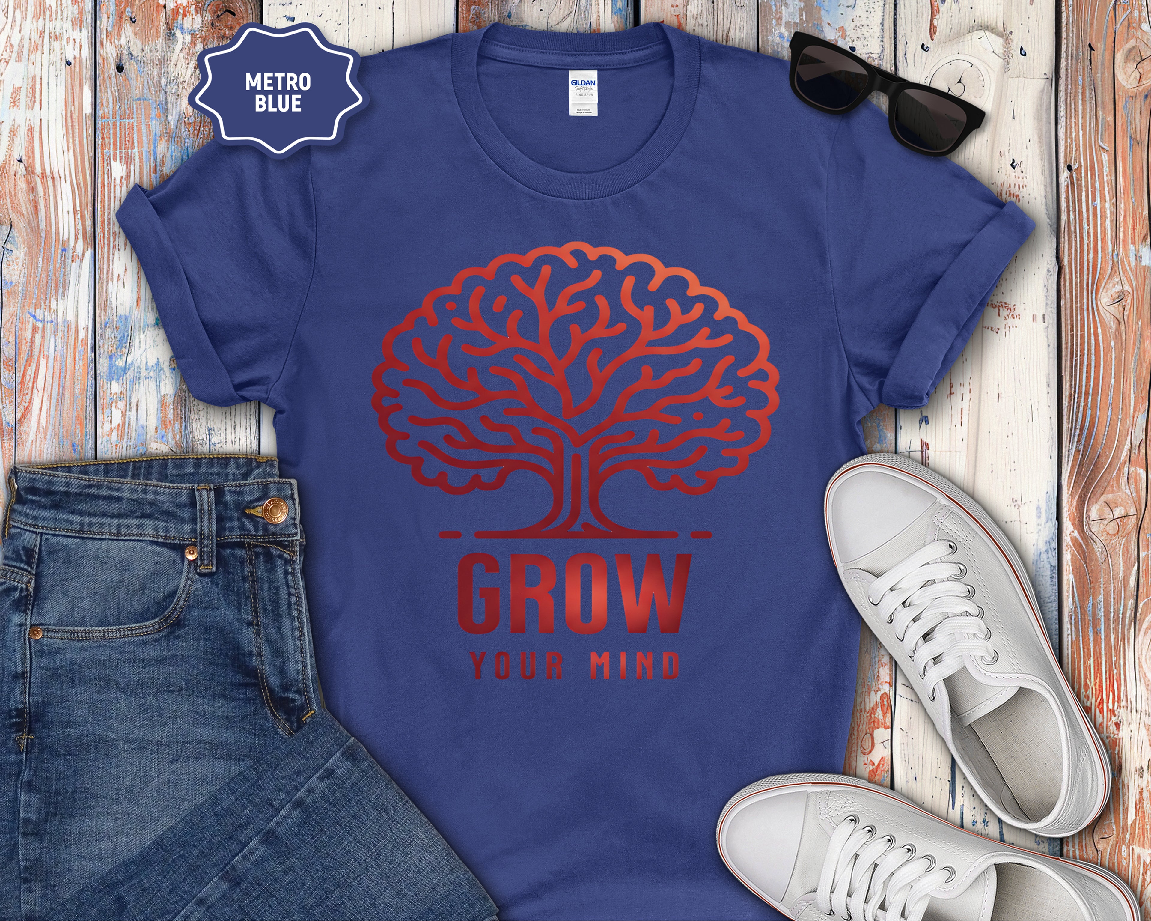 Grow Your Mind brain tree T-Shirt | educational mindfulness tee