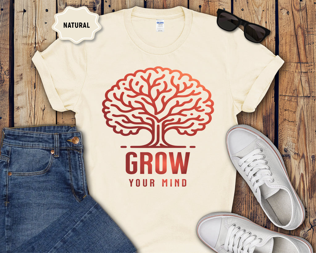 Grow Your Mind brain tree T-Shirt | educational mindfulness tee