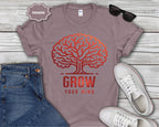 Grow Your Mind brain tree T-Shirt | educational mindfulness tee