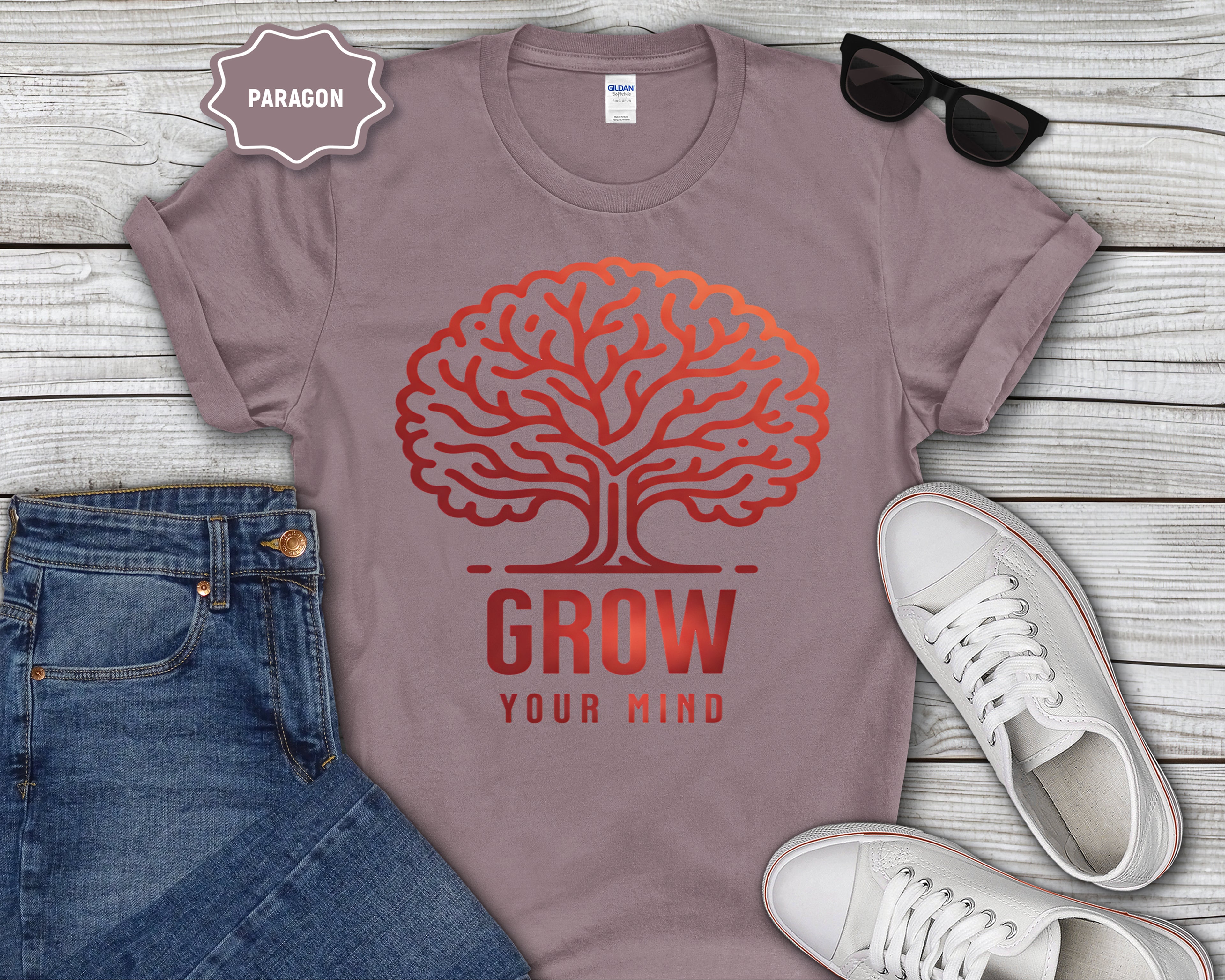 Grow Your Mind brain tree T-Shirt | educational mindfulness tee
