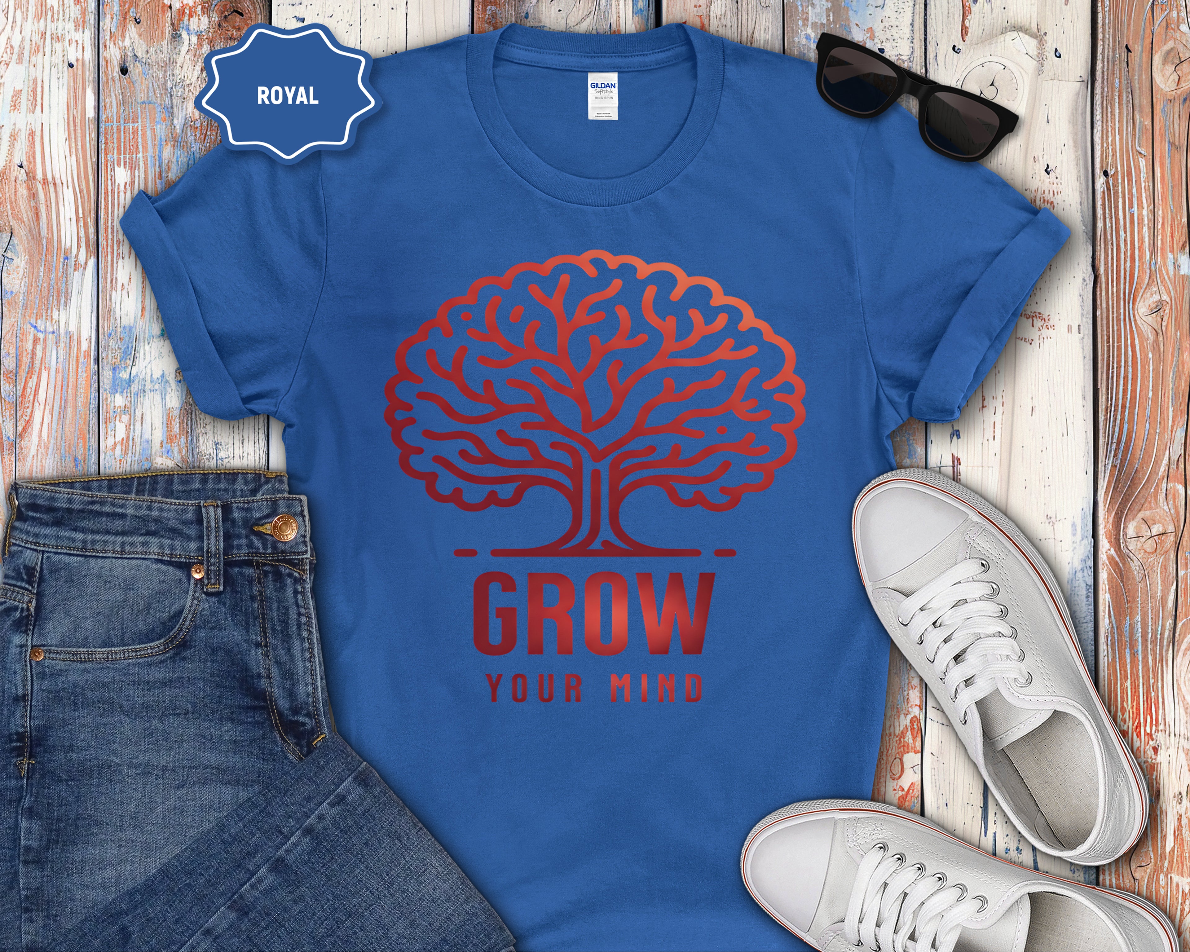 Grow Your Mind brain tree T-Shirt | educational mindfulness tee