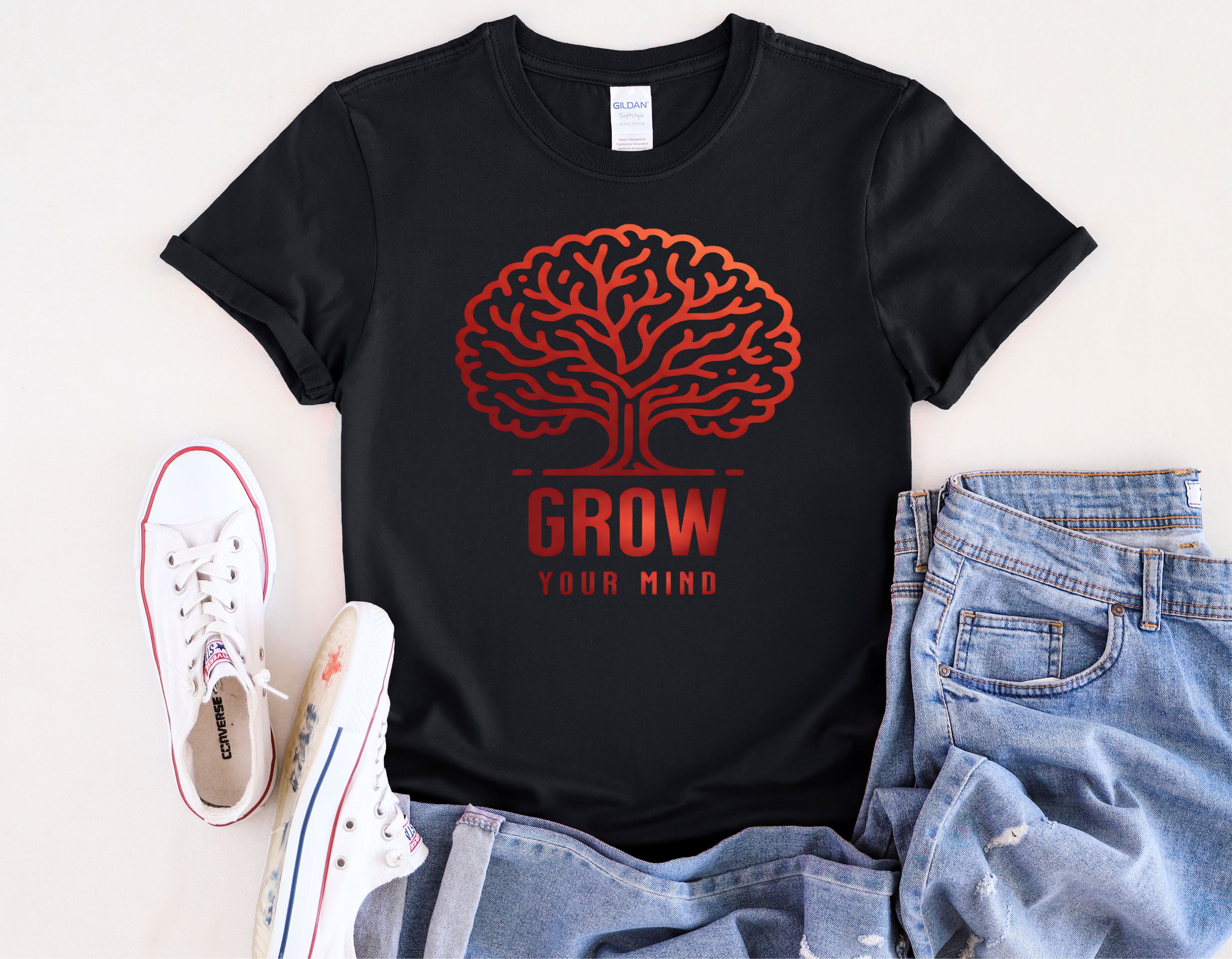 Grow Your Mind brain tree T-Shirt | educational mindfulness tee