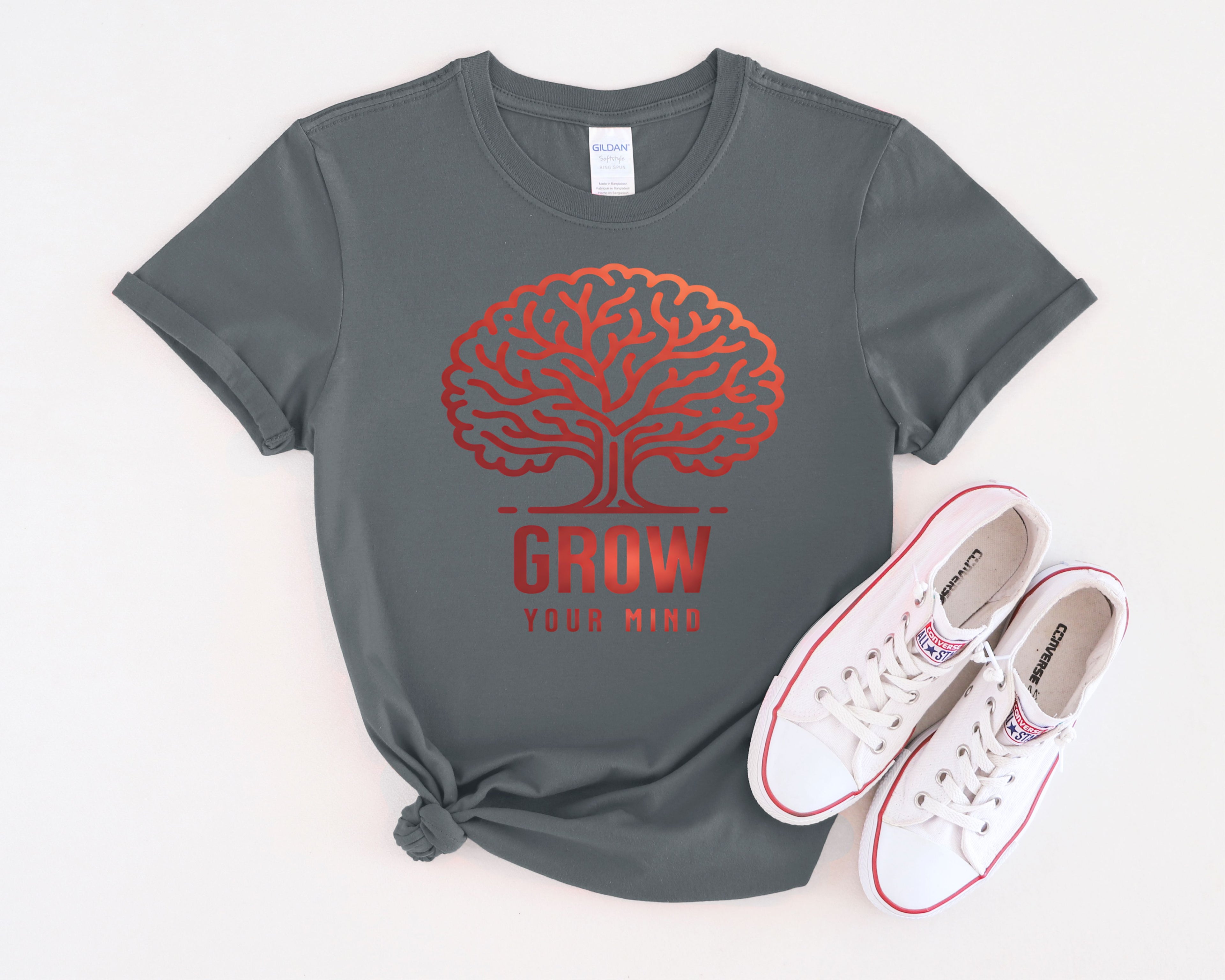 Grow Your Mind brain tree T-Shirt | educational mindfulness tee