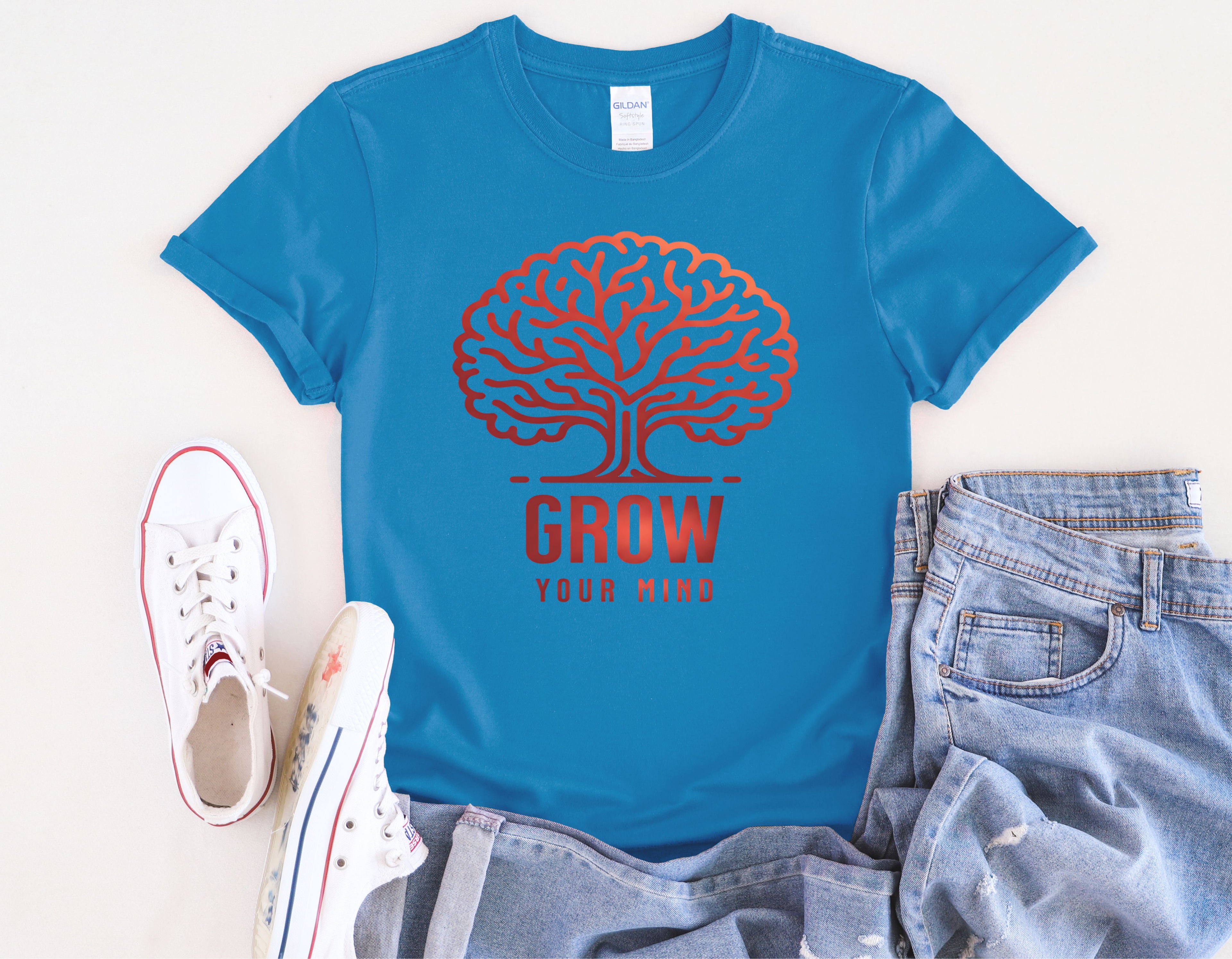 Grow Your Mind brain tree T-Shirt | educational mindfulness tee