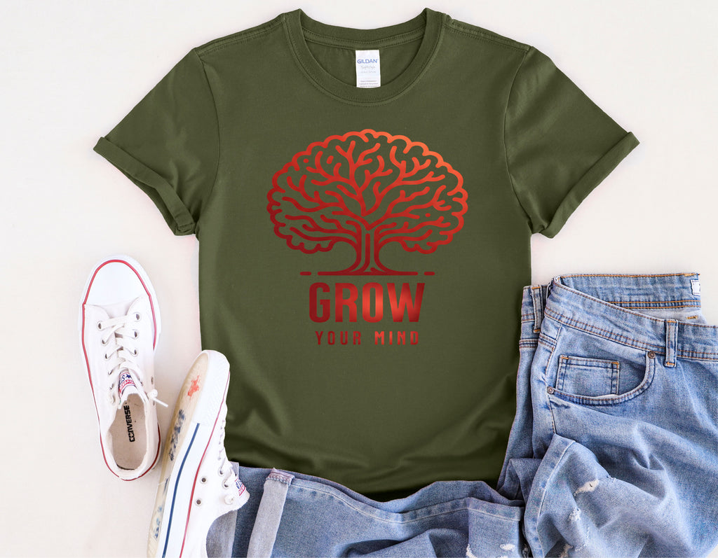 Grow Your Mind brain tree T-Shirt | educational mindfulness tee