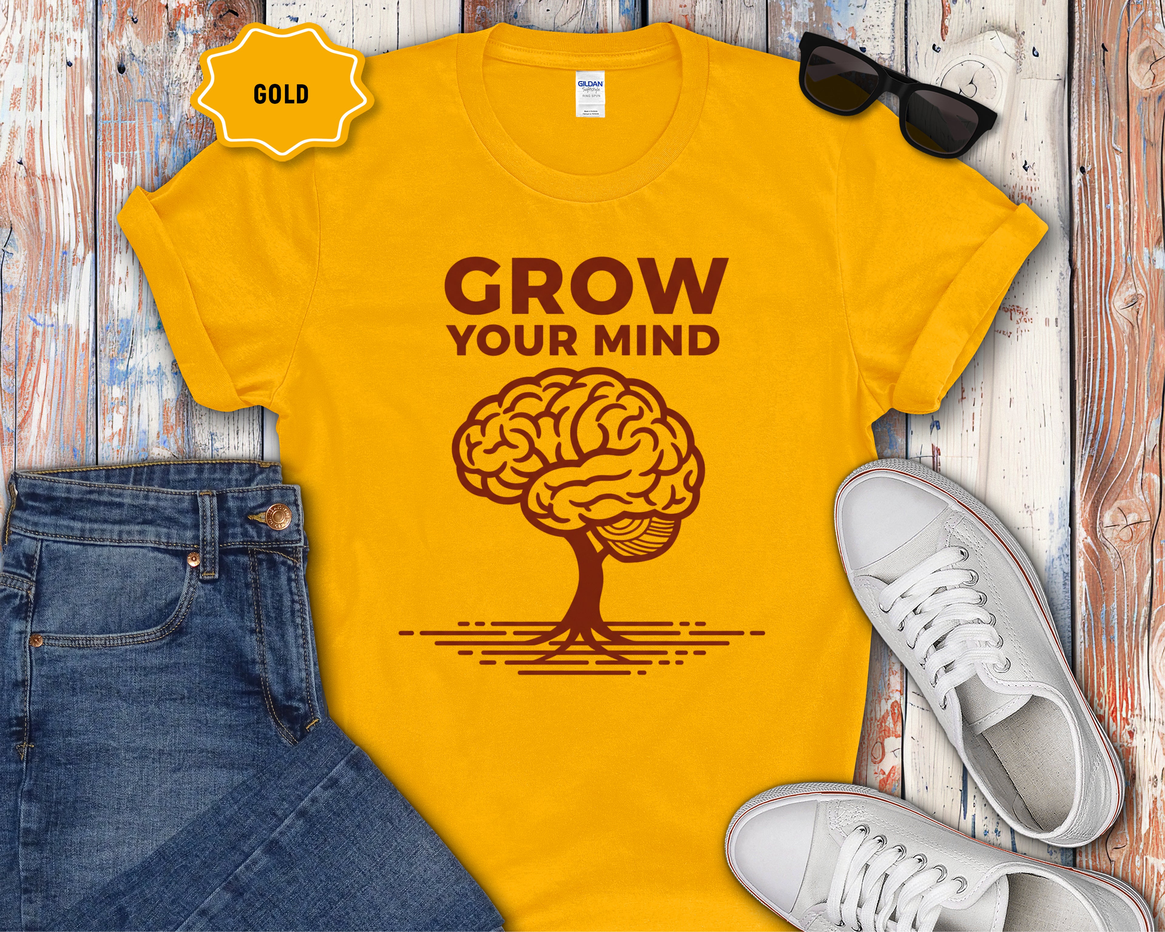 Grow Your Mind brain tree T-Shirt