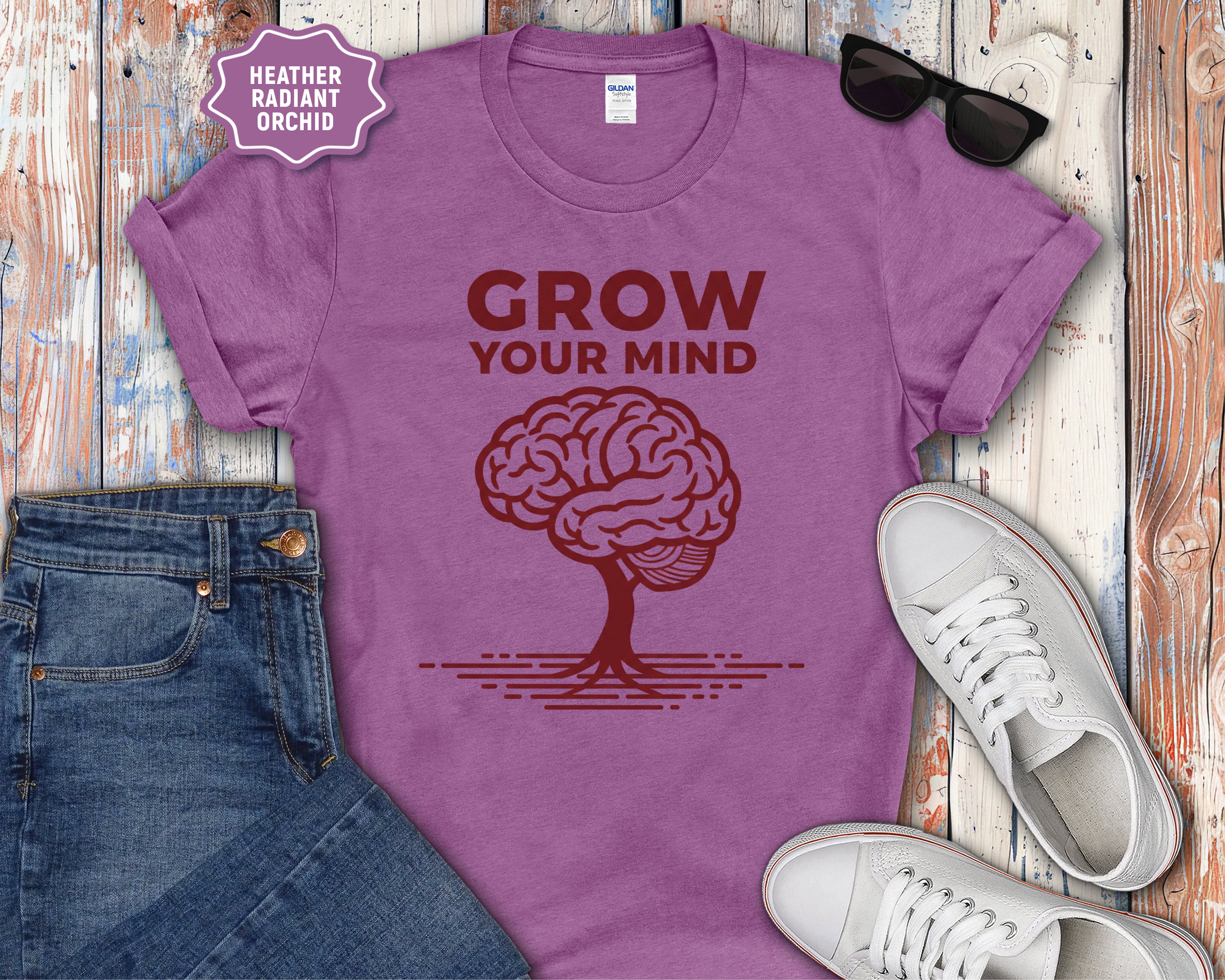 Grow Your Mind brain tree T-Shirt