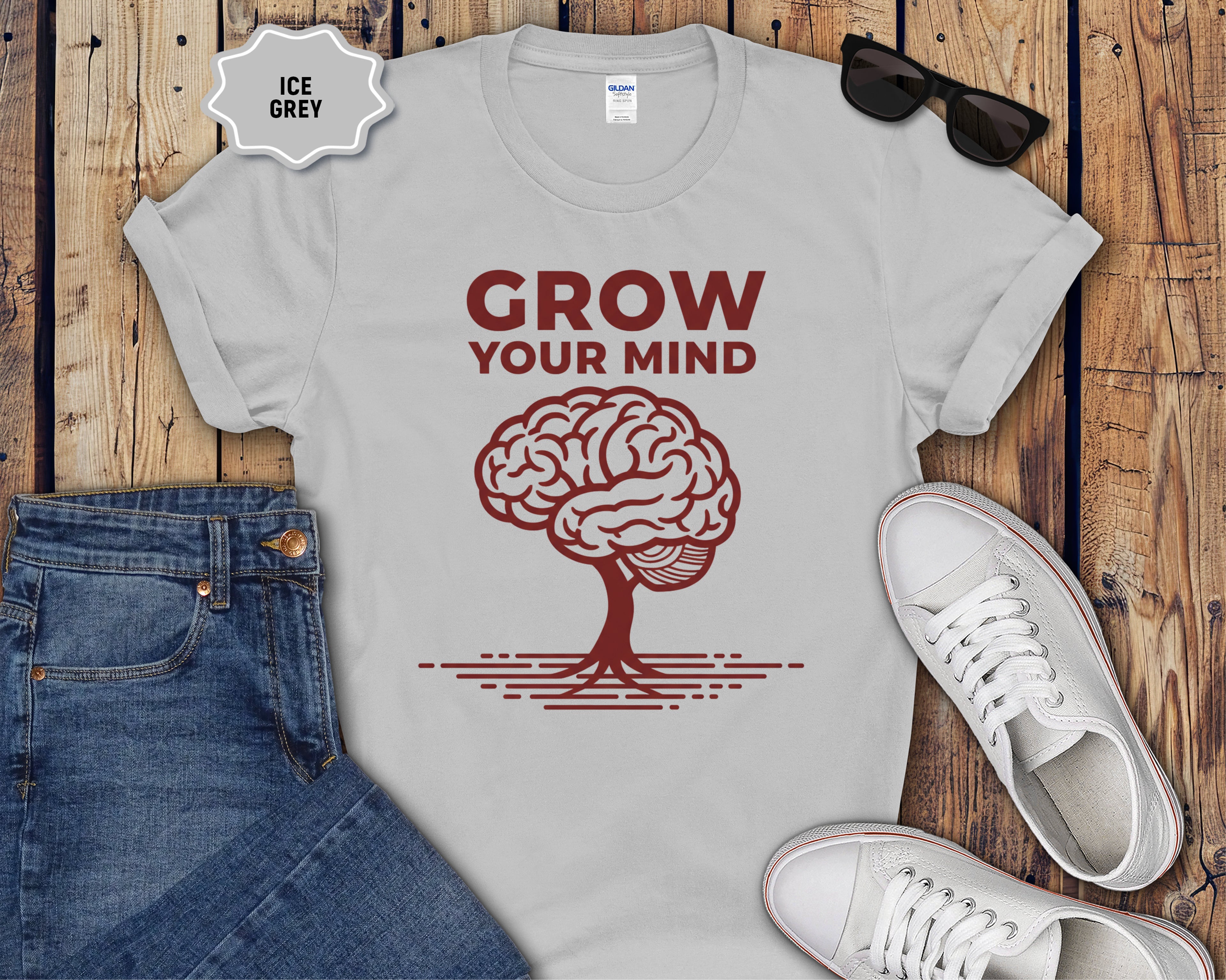 Grow Your Mind brain tree T-Shirt