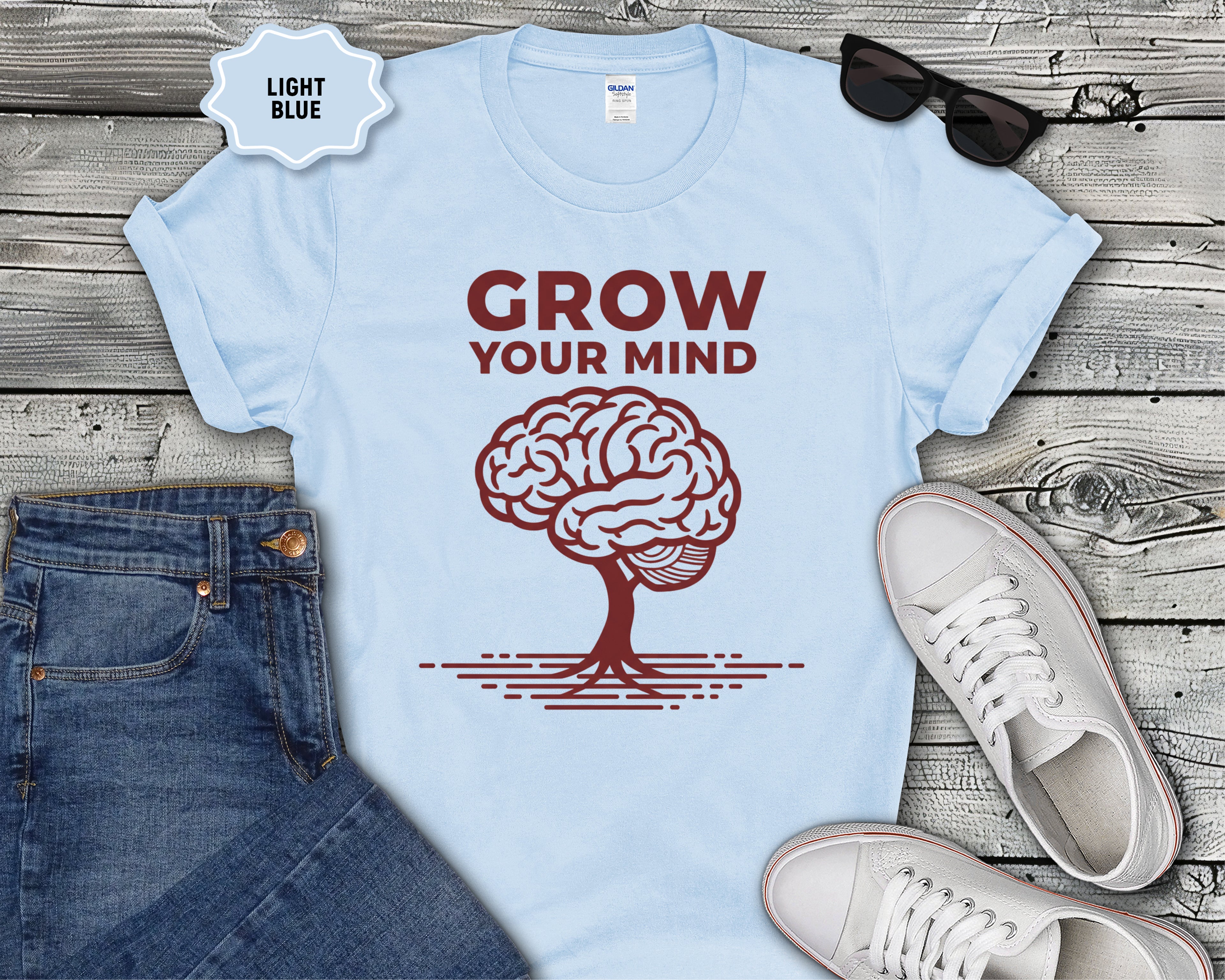 Grow Your Mind brain tree T-Shirt