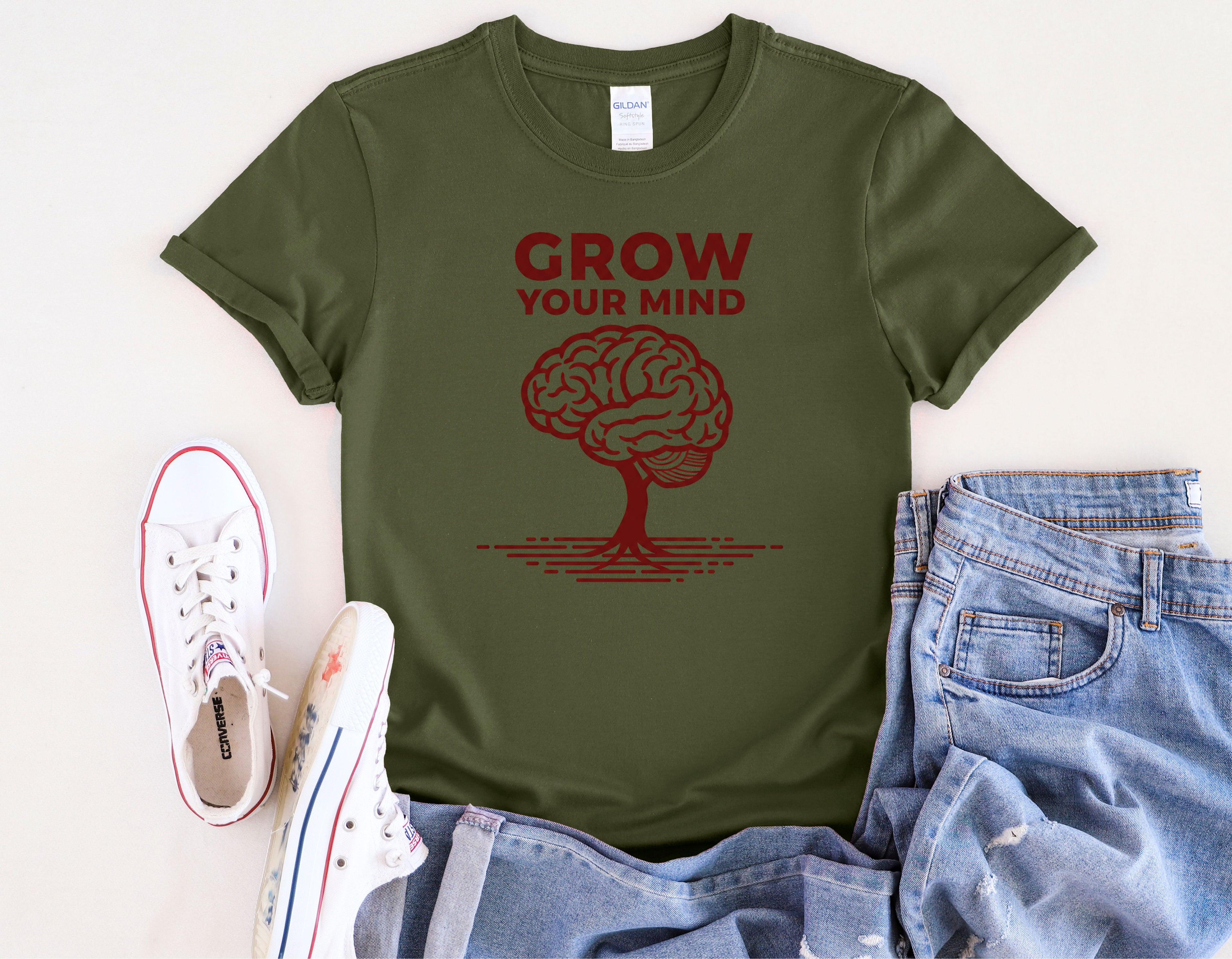 Grow Your Mind brain tree T-Shirt