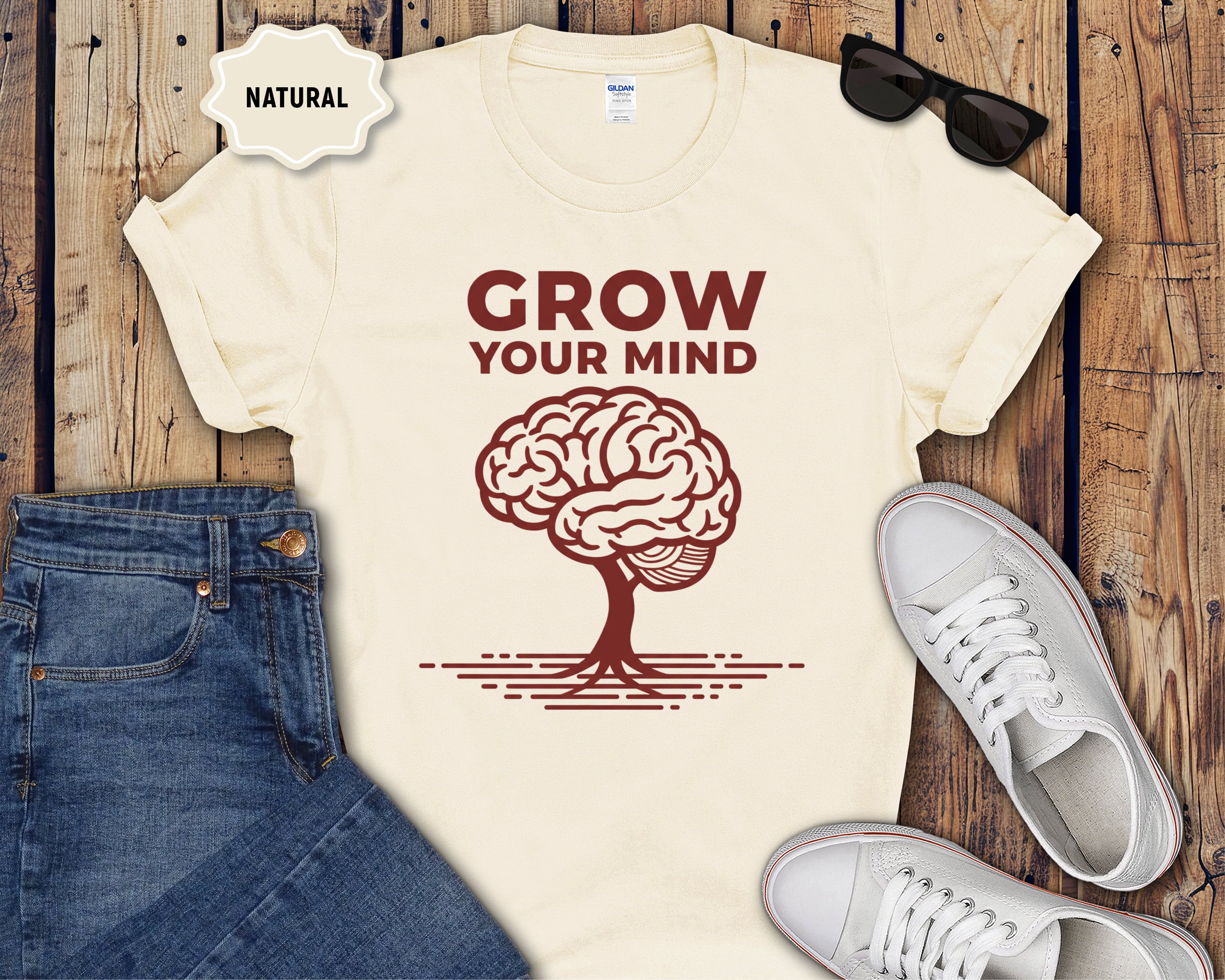 Grow Your Mind brain tree T-Shirt