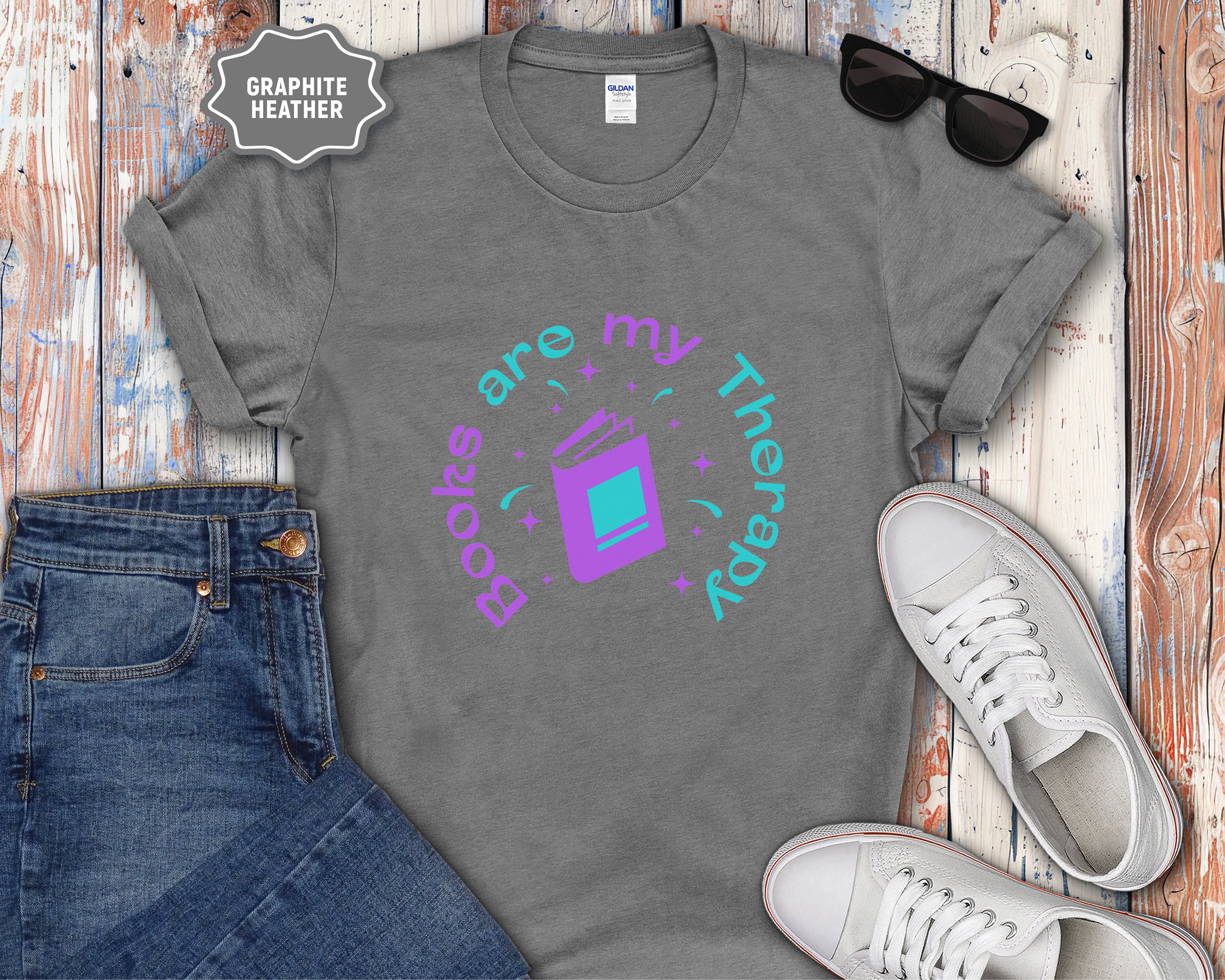 Books Are My Therapy Book Lover T-Shirt