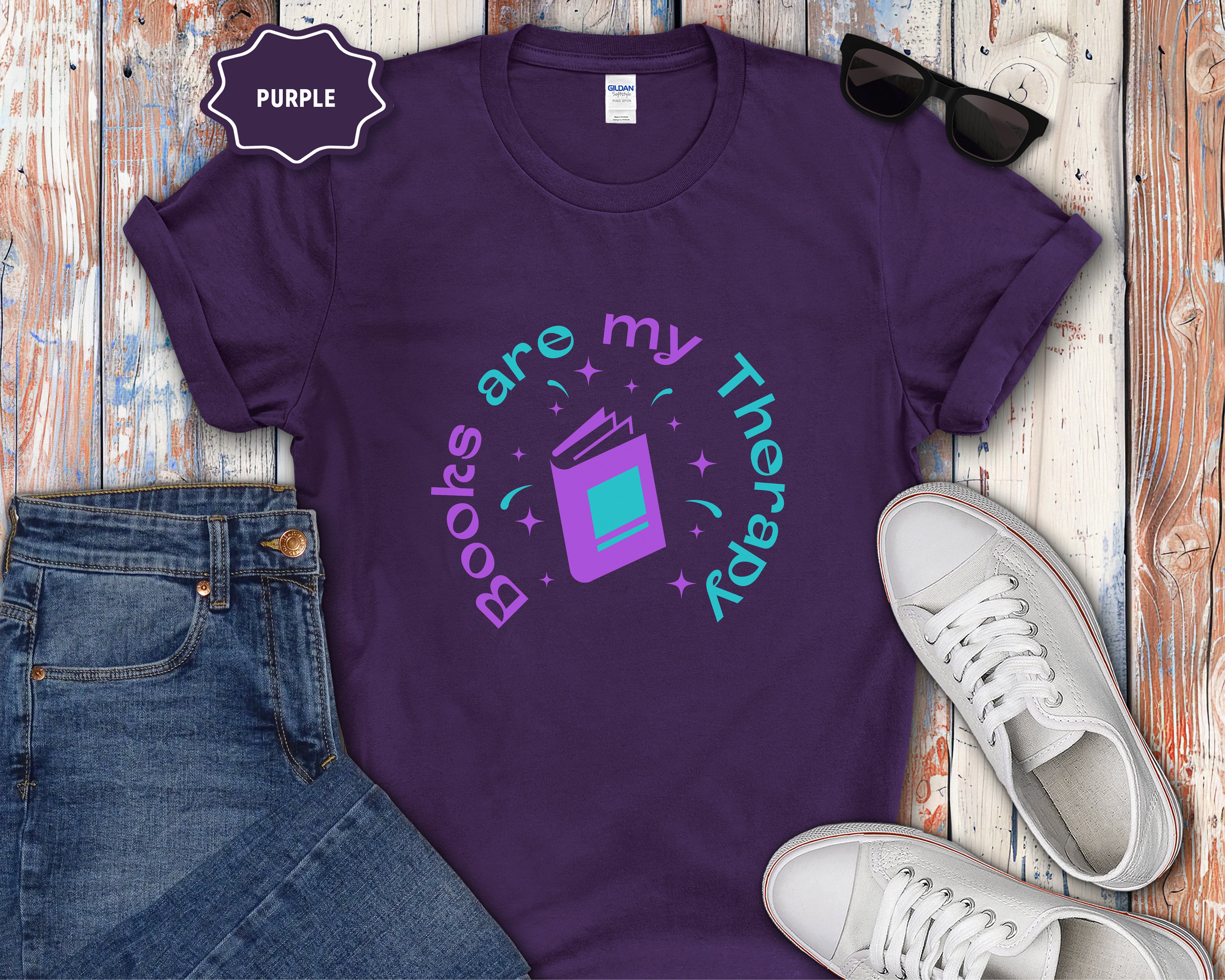 Books Are My Therapy Book Lover T-Shirt
