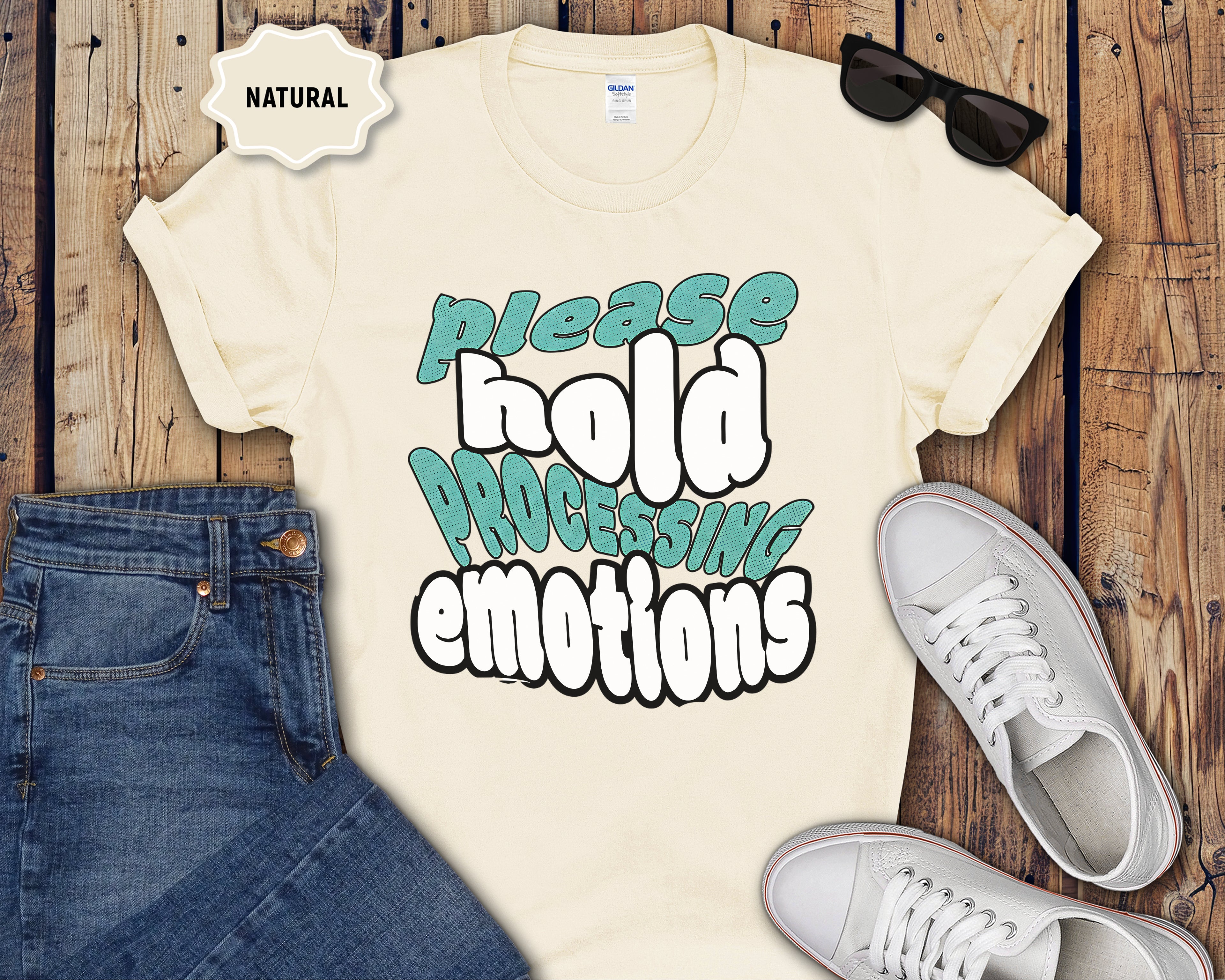 Please Hold Processing Emotions Mental Health T-Shirt