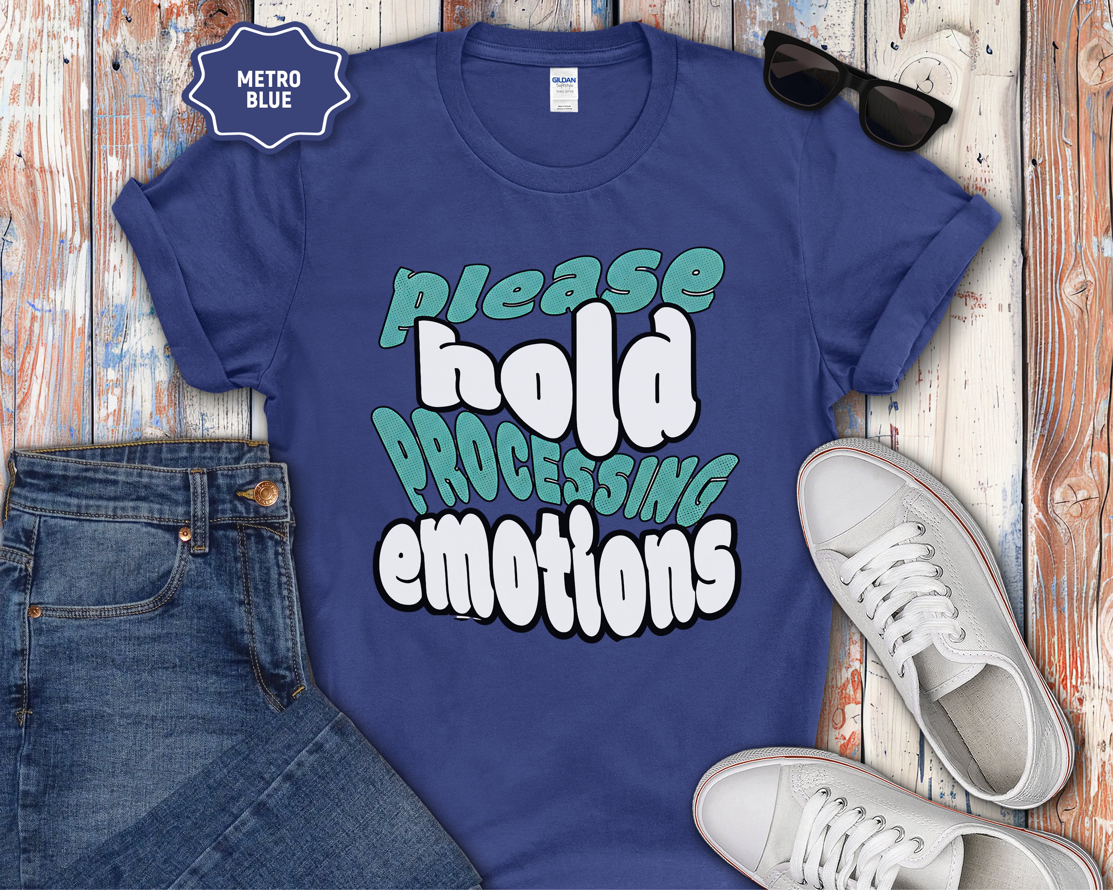 Please Hold Processing Emotions Mental Health T-Shirt