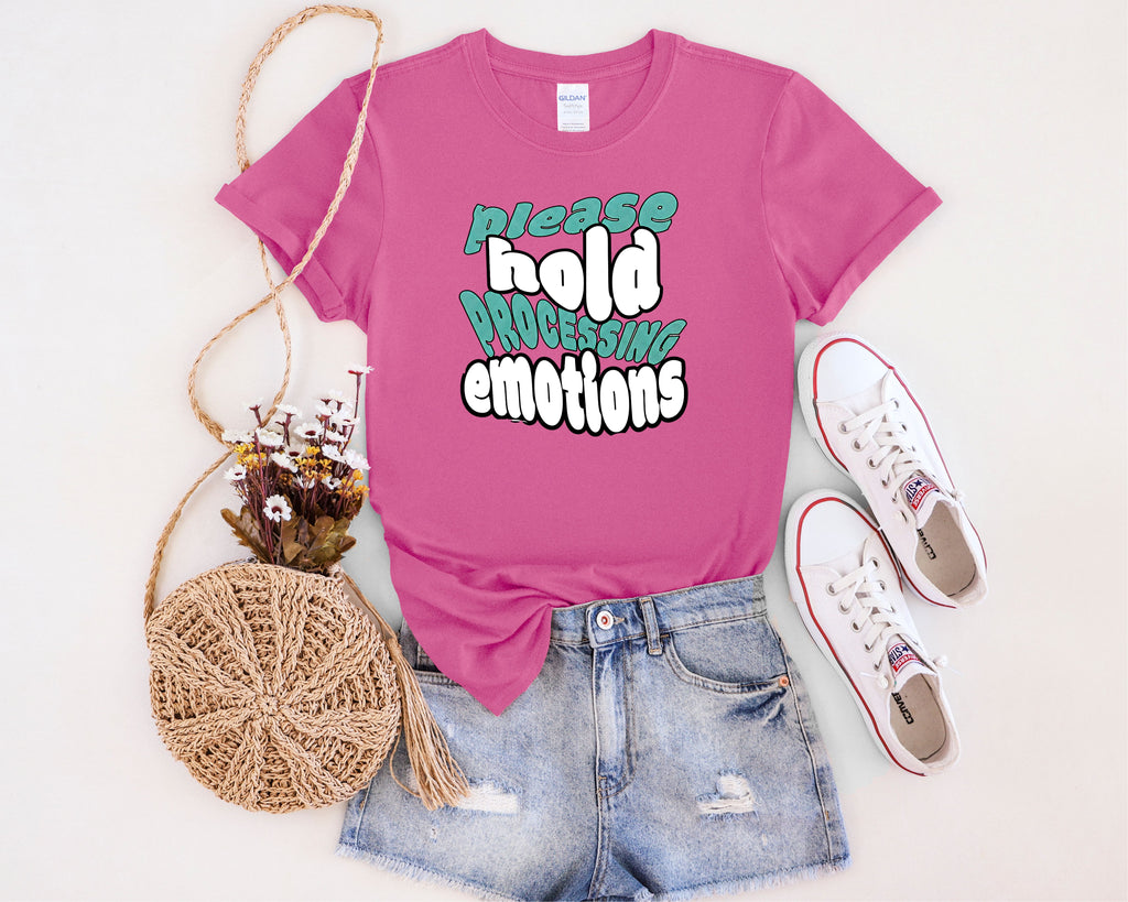 Please Hold Processing Emotions Mental Health T-Shirt