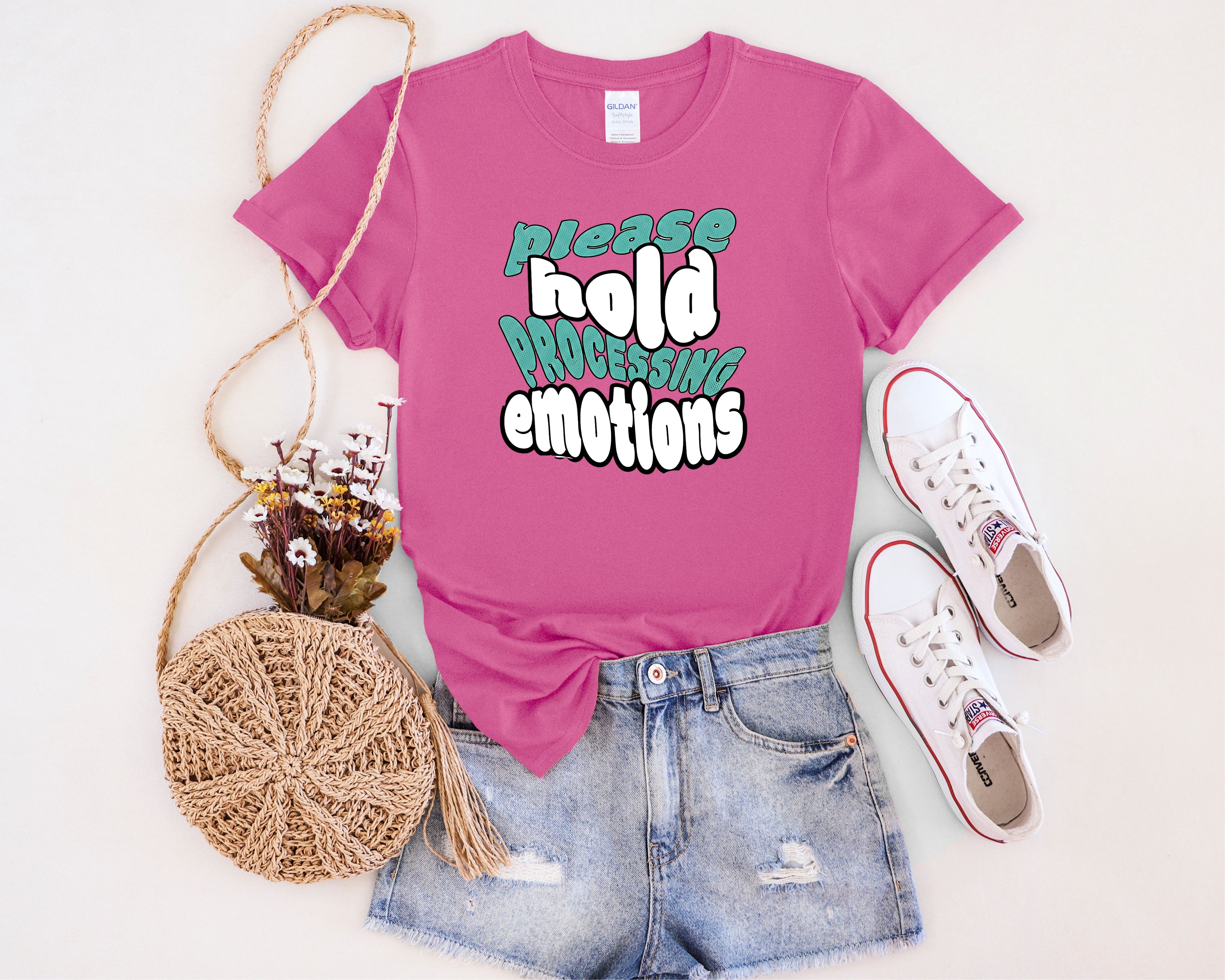 Please Hold Processing Emotions Mental Health T-Shirt