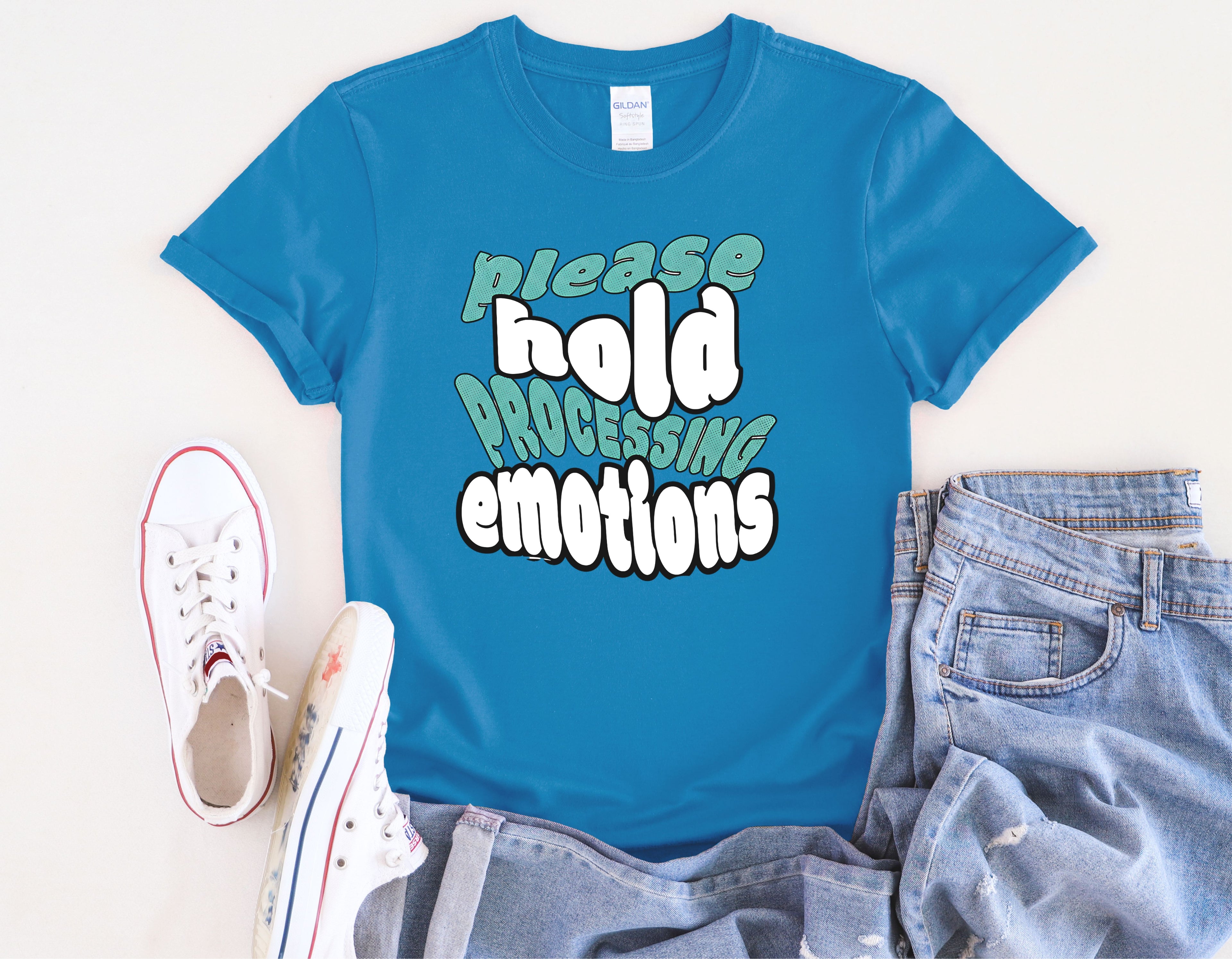 Please Hold Processing Emotions Mental Health T-Shirt