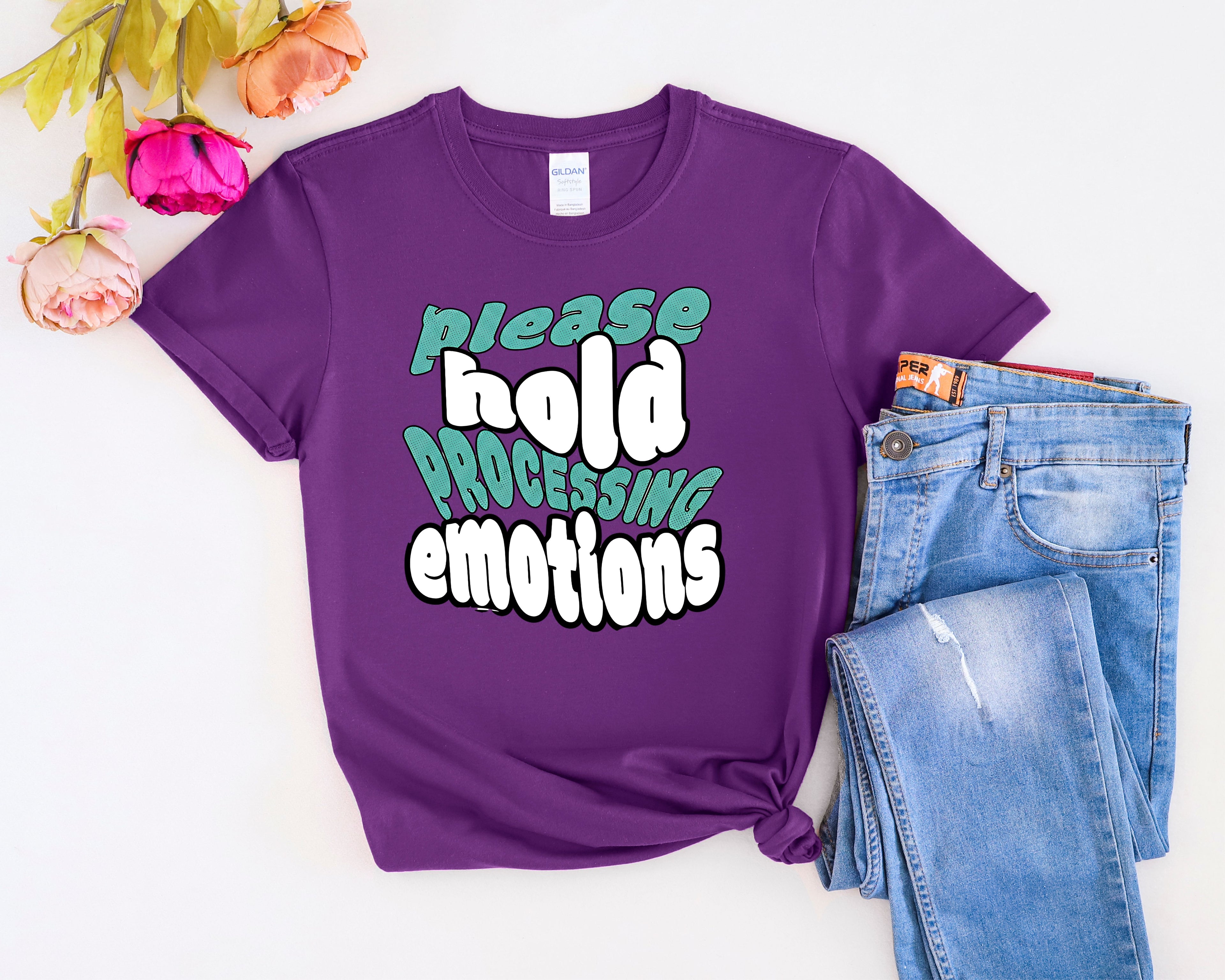 Please Hold Processing Emotions Mental Health T-Shirt