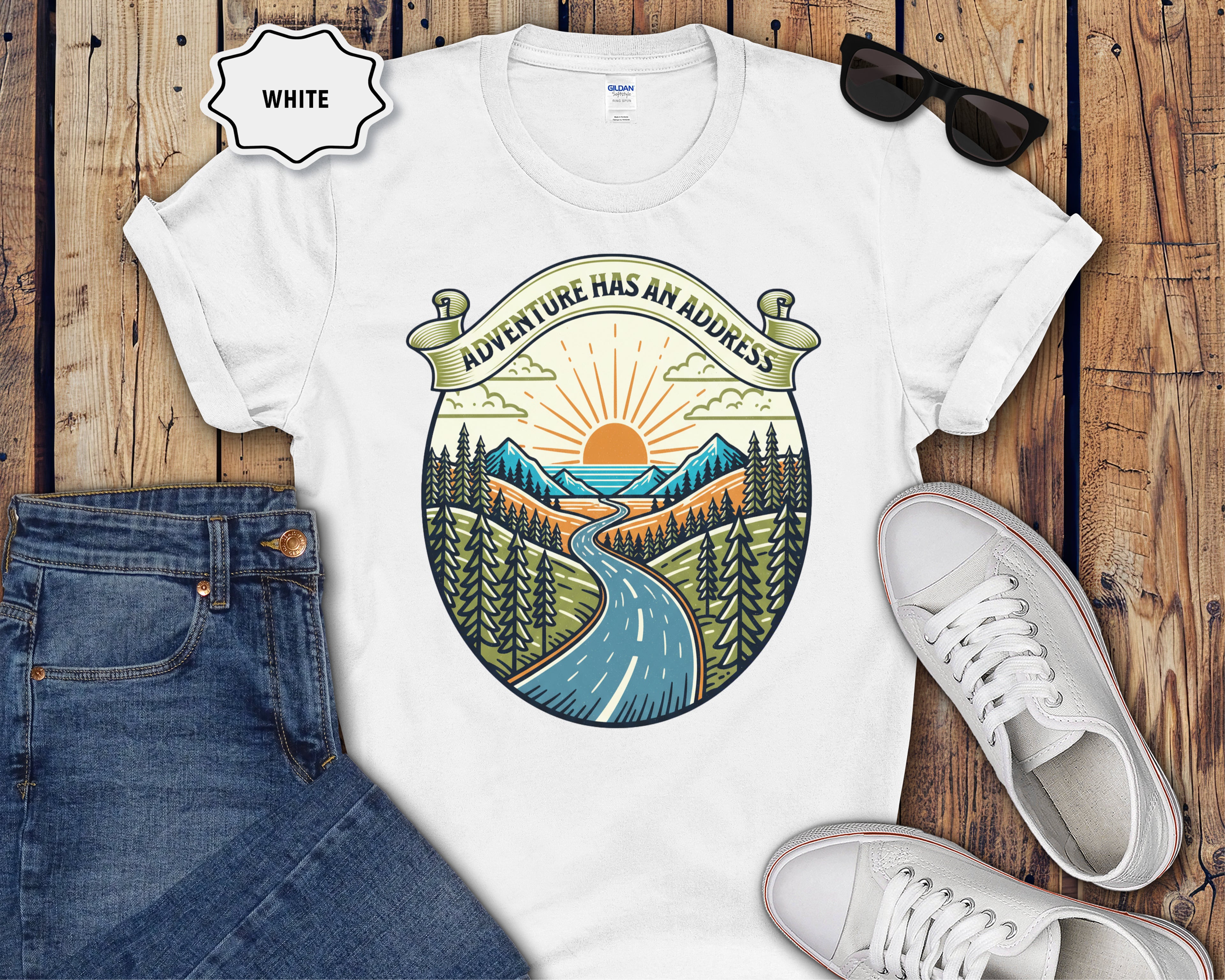 Adventure Has An Address camping T-Shirt