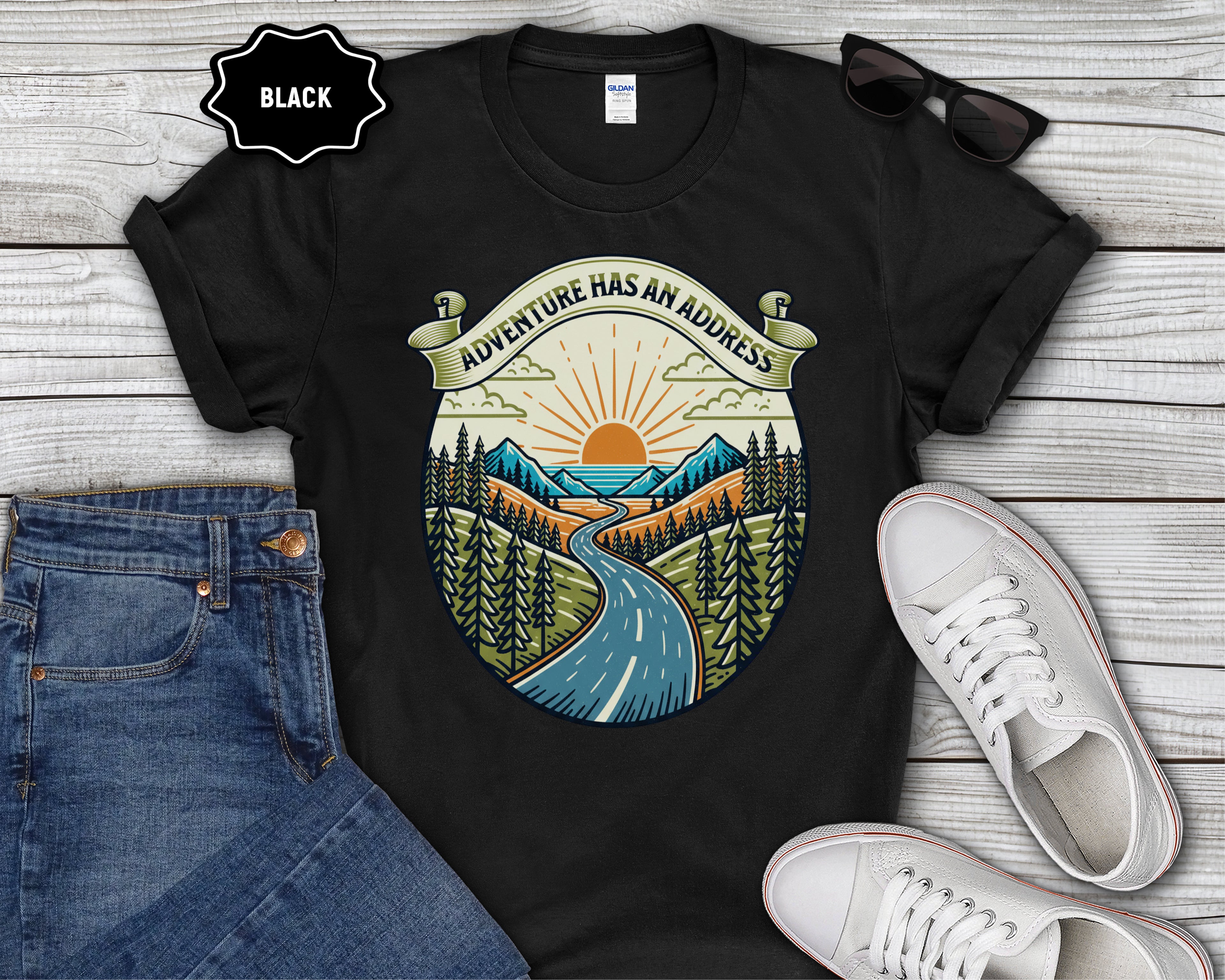 Adventure Has An Address camping T-Shirt