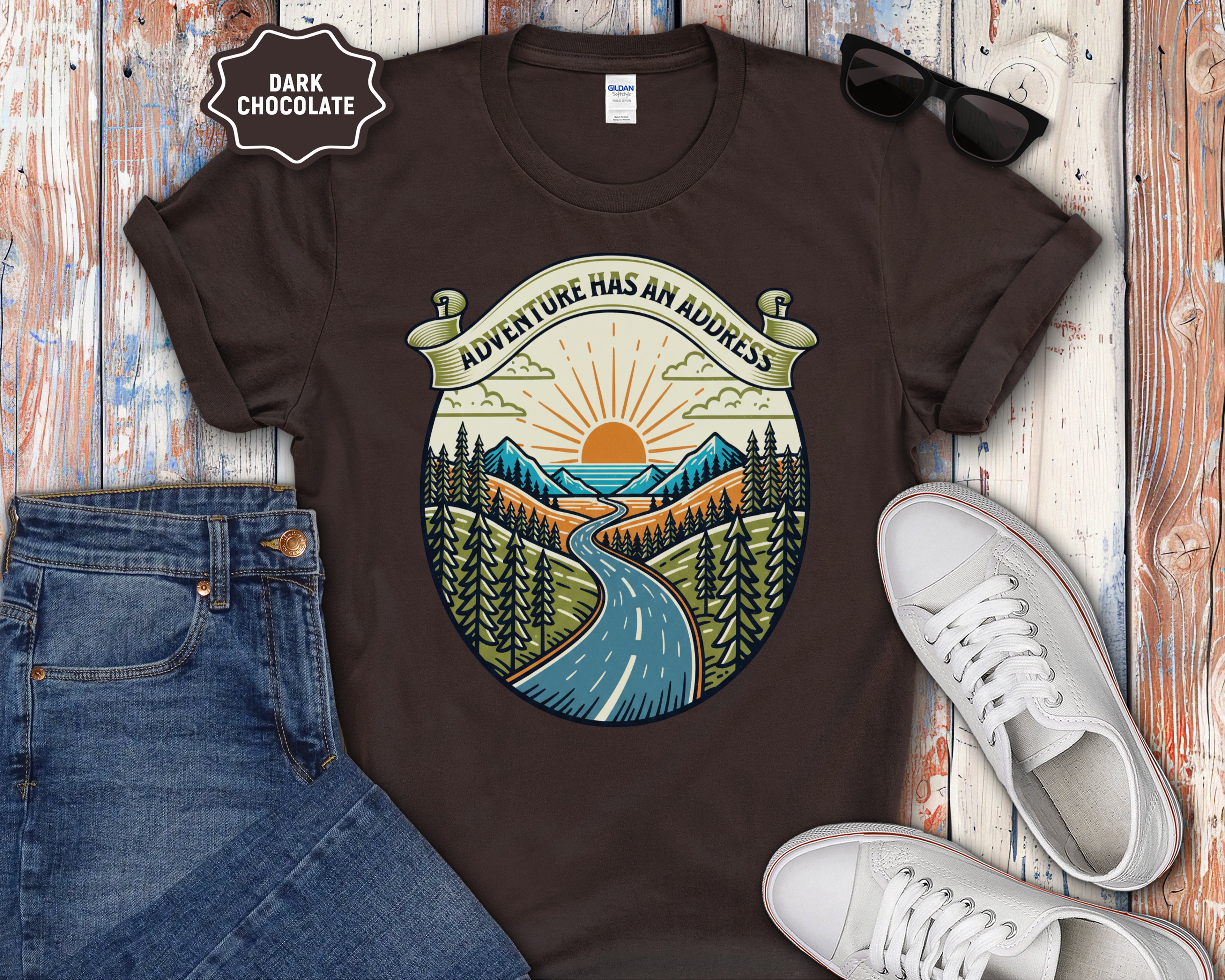 Adventure Has An Address camping T-Shirt