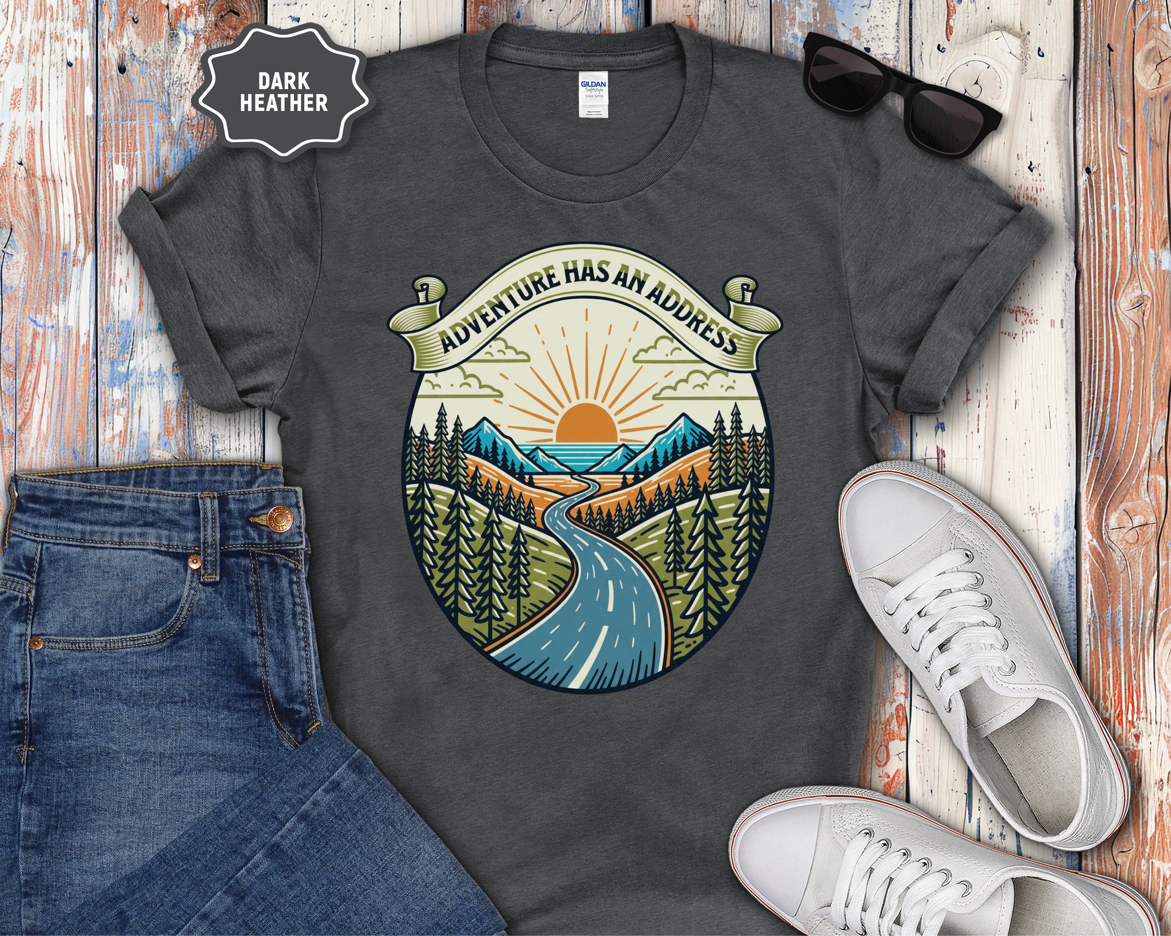 Adventure Has An Address camping T-Shirt