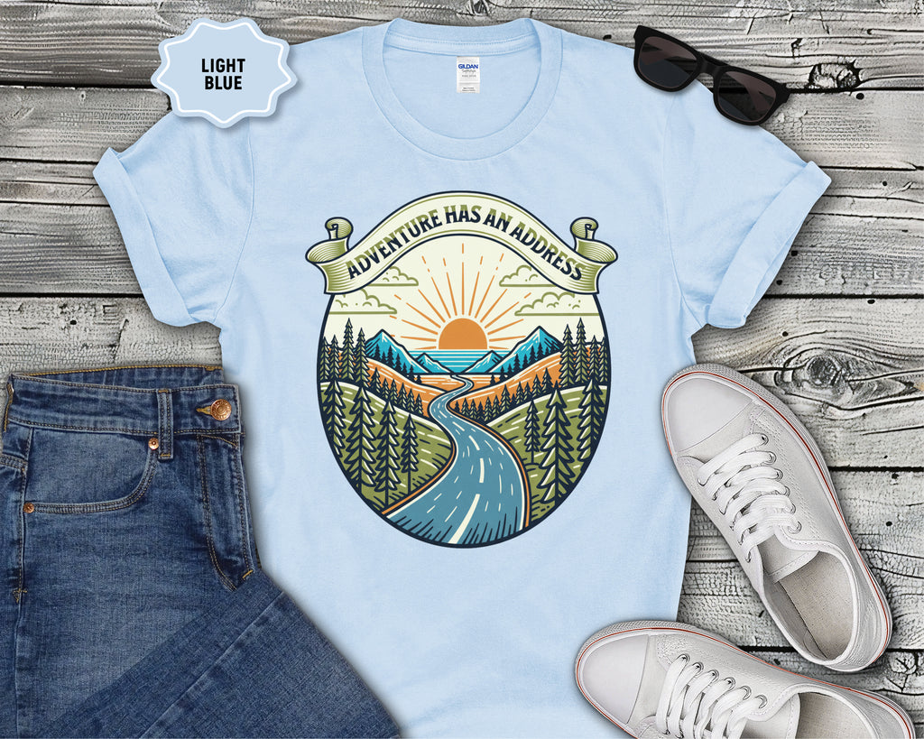 Adventure Has An Address camping T-Shirt