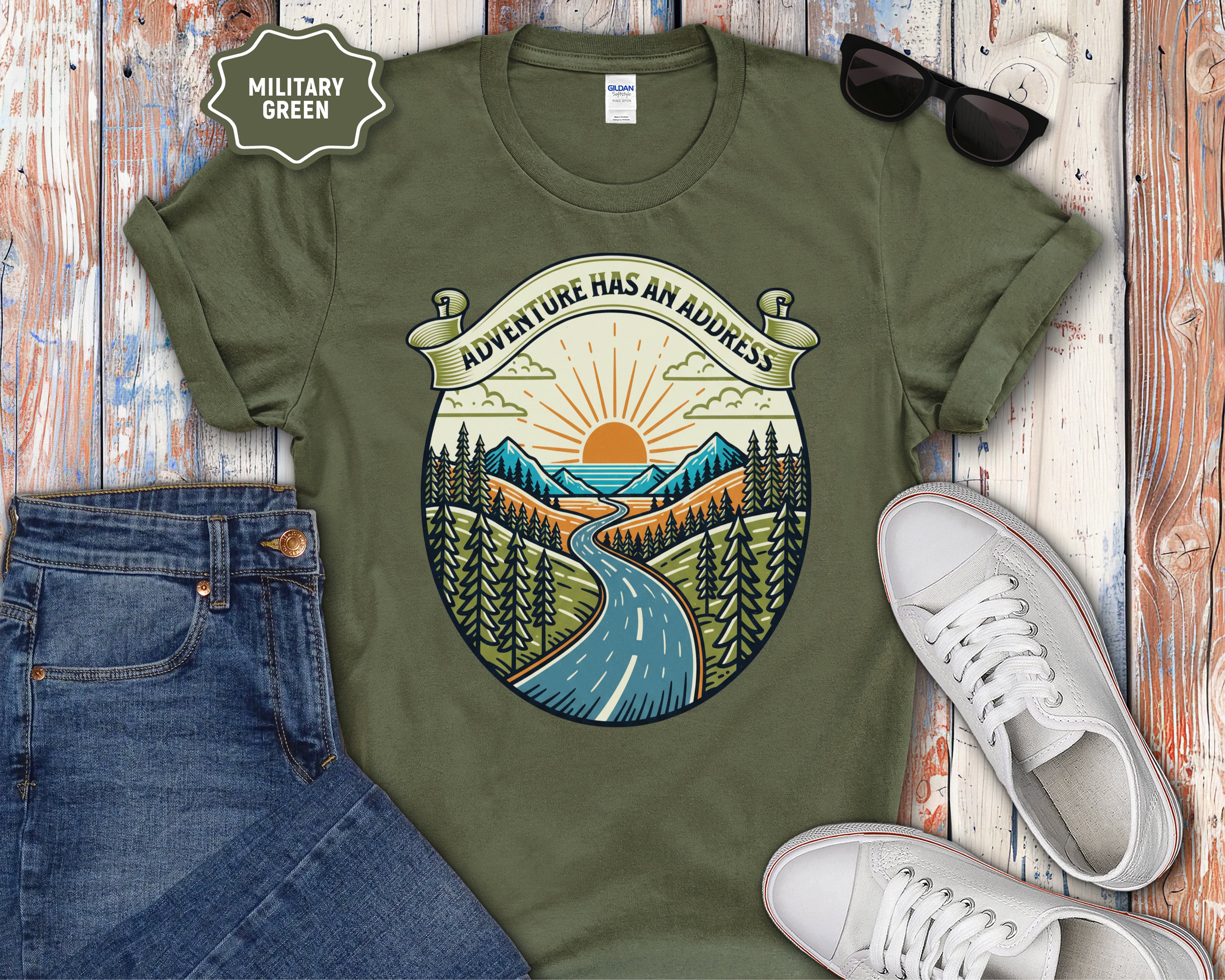 Adventure Has An Address camping T-Shirt